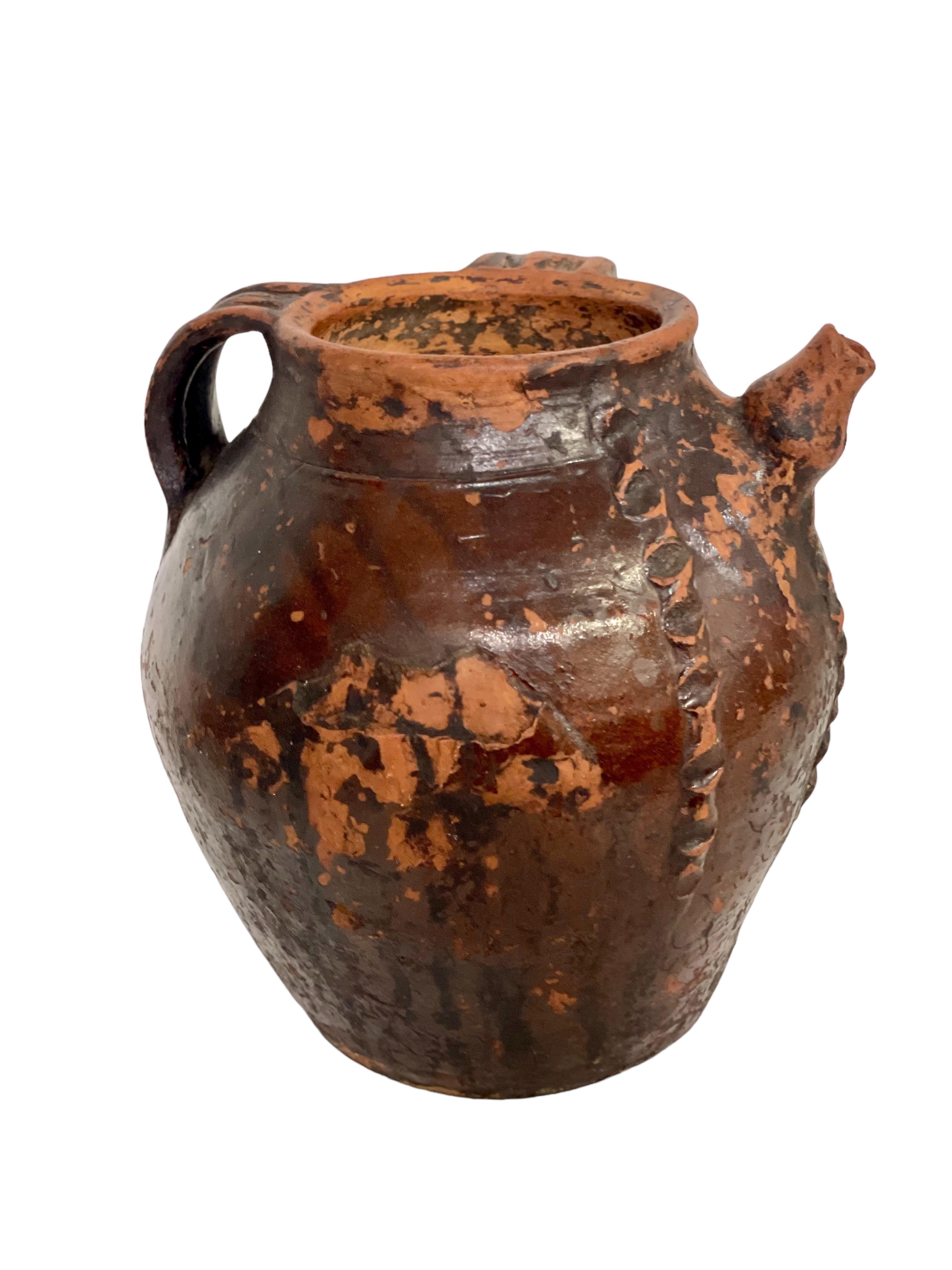 18th Century French Glazed Walnut Oil Jar  For Sale 1