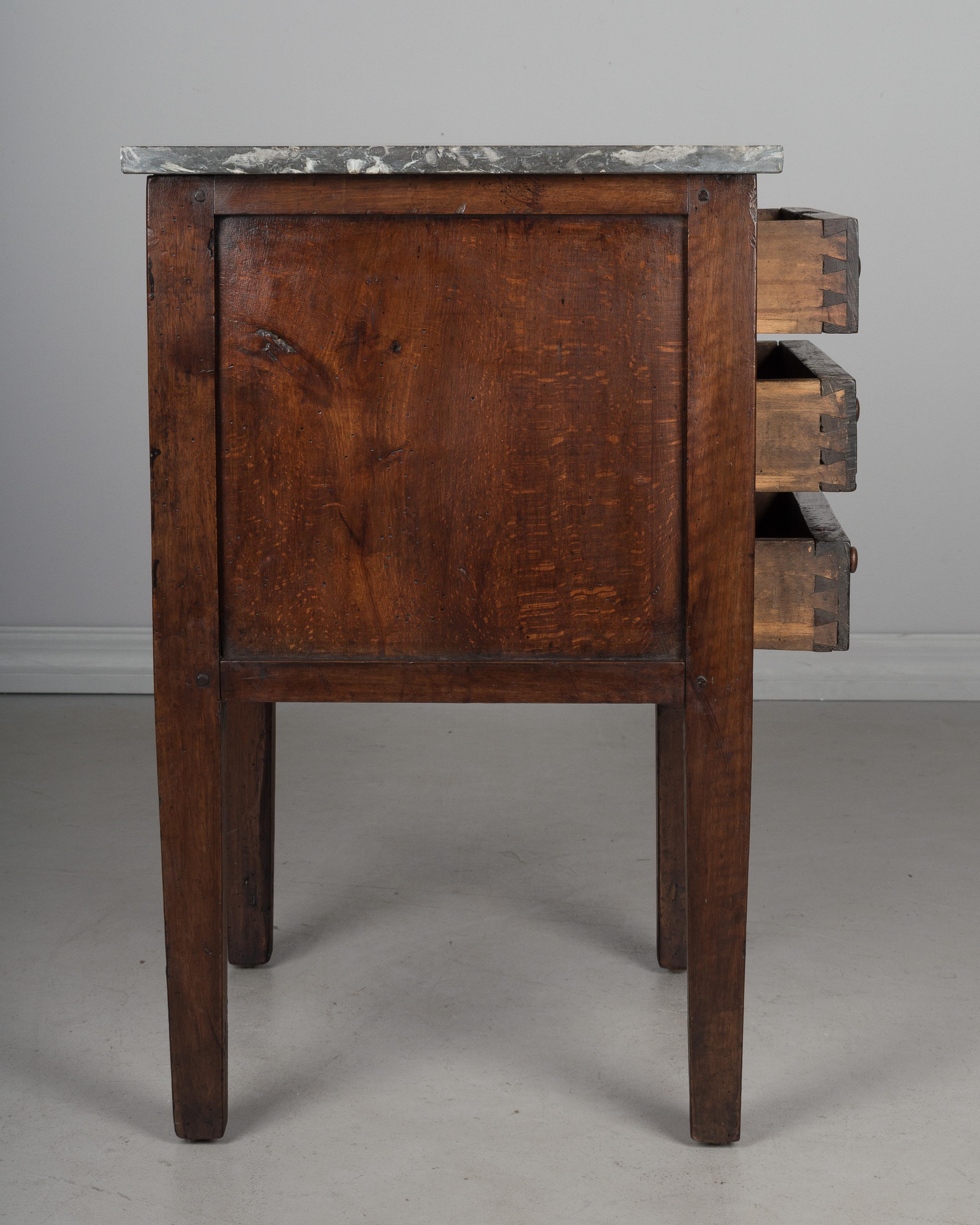 Marble 19th Century French Walnut Side Table