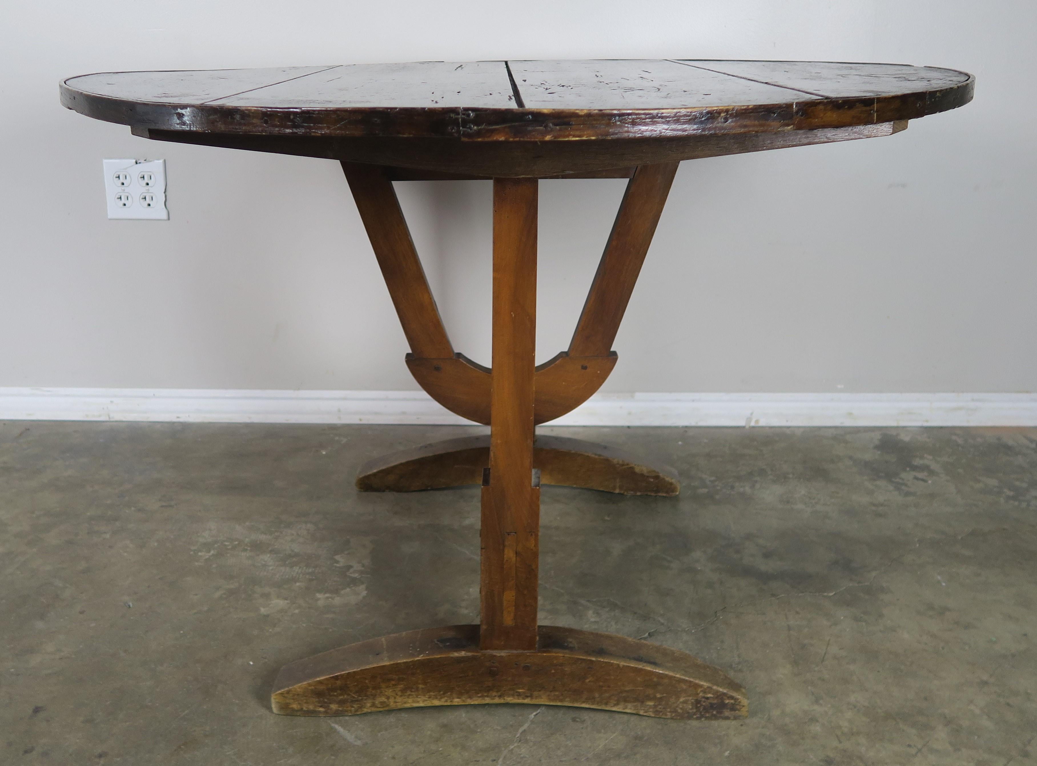 French Provincial 19th Century French Walnut Tilt-Top Wine Tasting Table