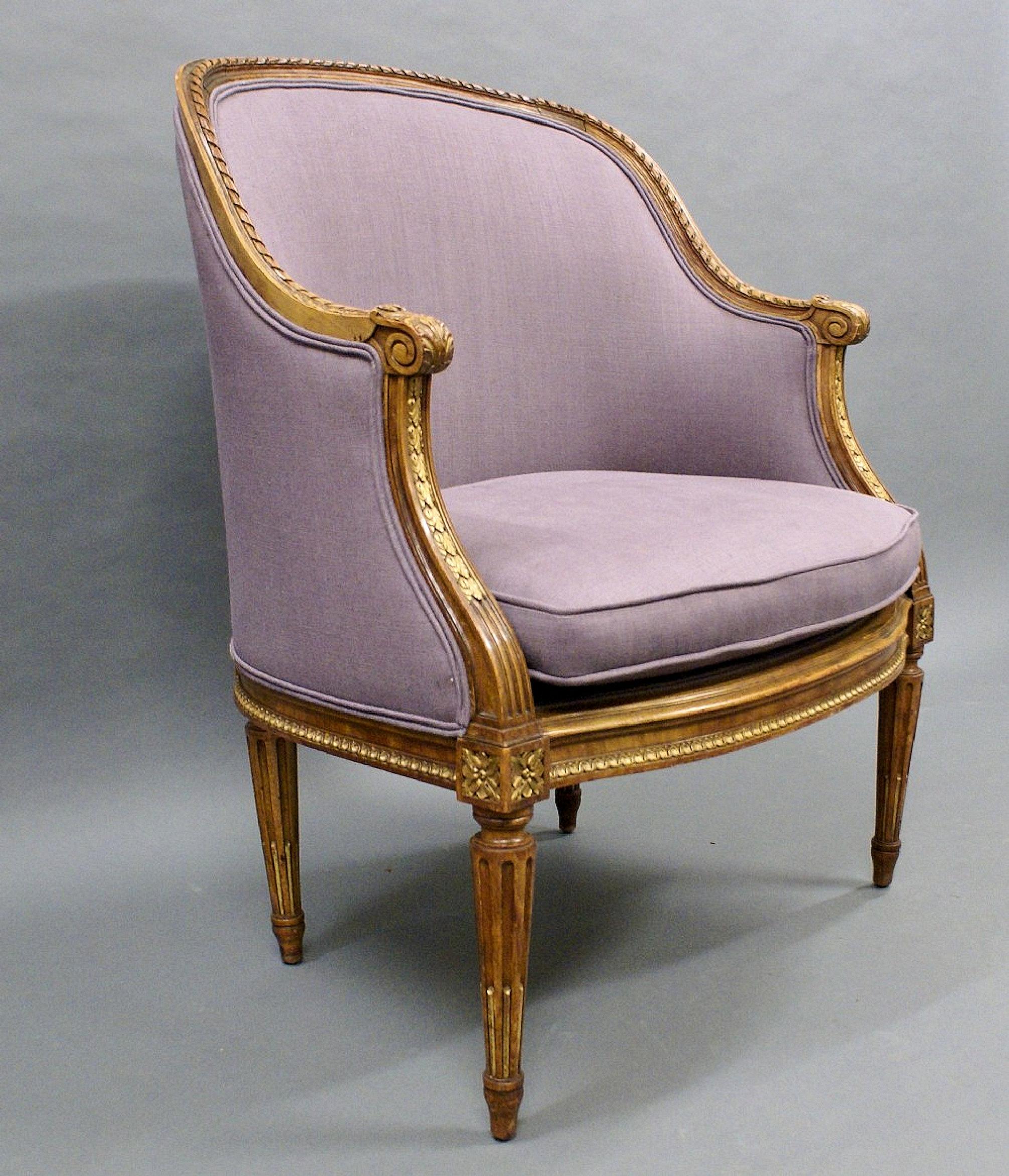 Machine-Made 19th C. French Walnut Upholstered Armchair For Sale