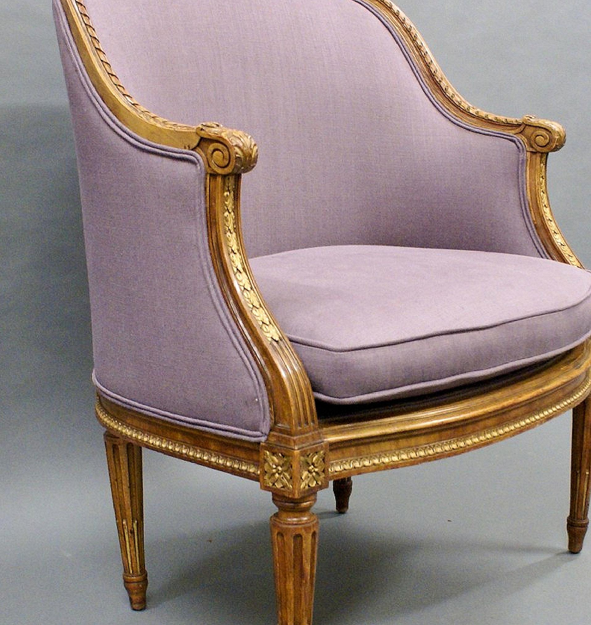 19th C. French Walnut Upholstered Armchair In Good Condition For Sale In London, GB