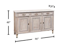 A.I.C. Buffet d'Enfilade à dessus de marbre blanc avec finition peinte personnalisée