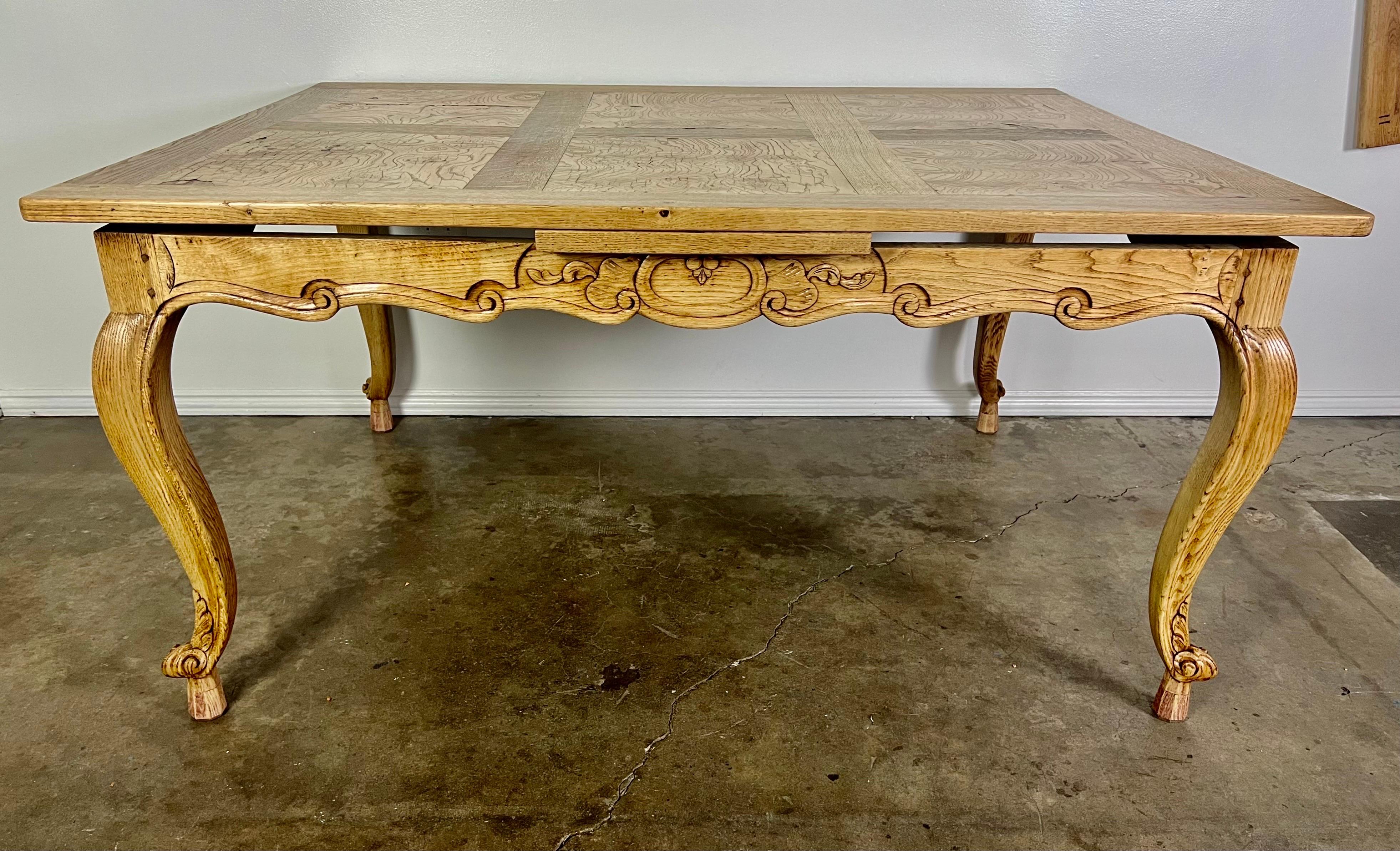 19th Century French White Oak & Burl Walnut Dining Table For Sale 9