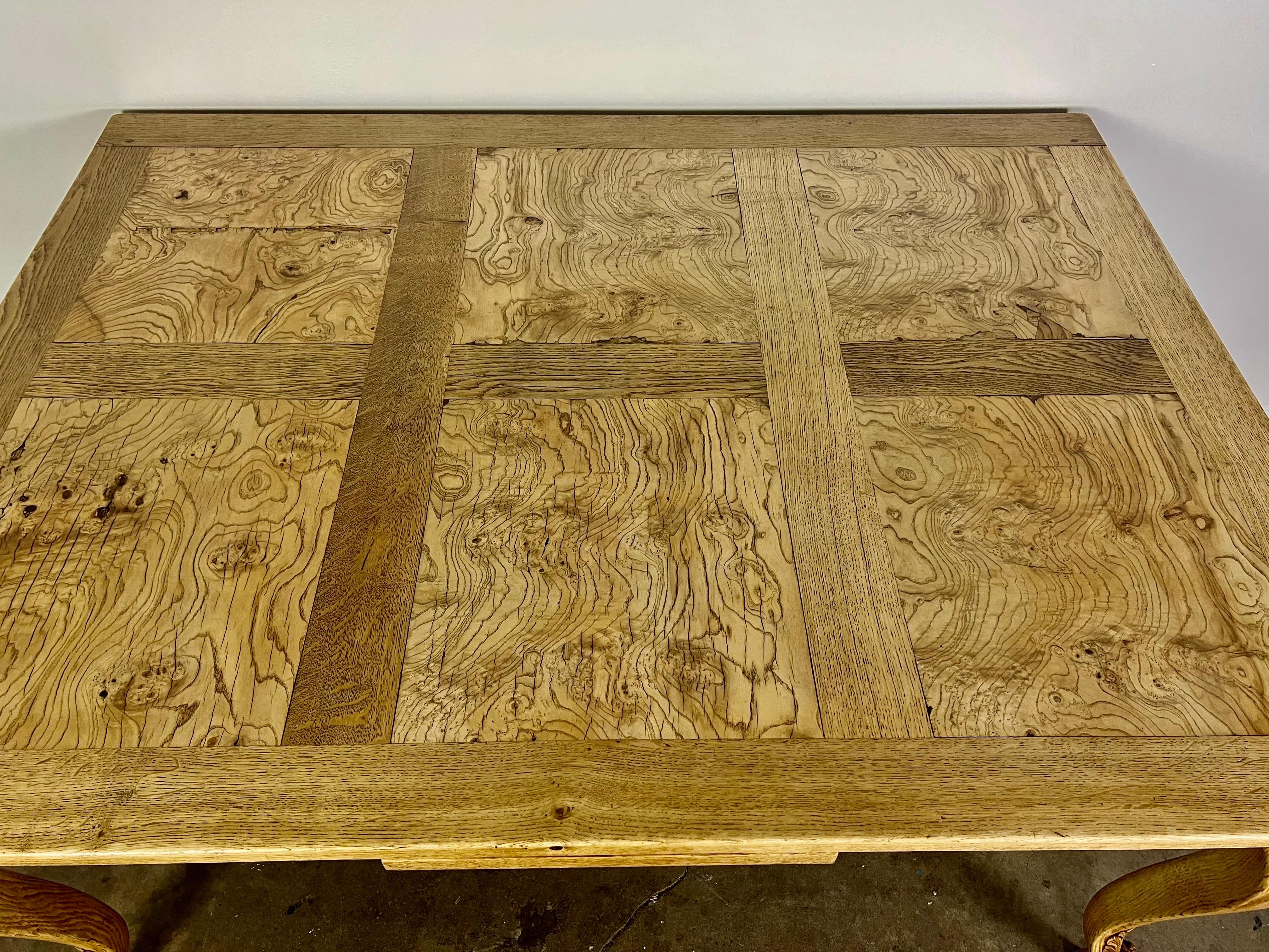 19th Century French White Oak & Burl Walnut Dining Table For Sale 13