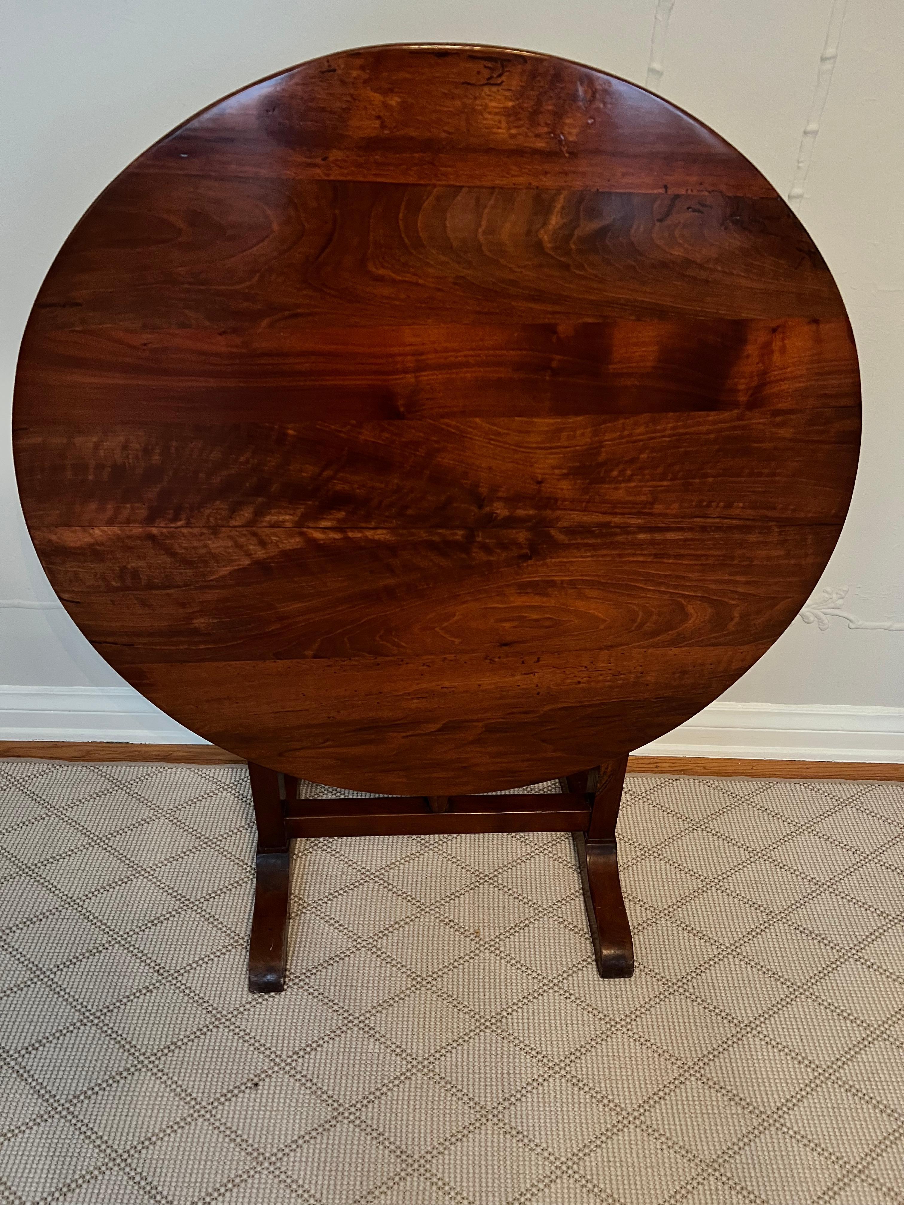 19th C. French Wine Tasting Cherry Wood Tilt Top Table  4