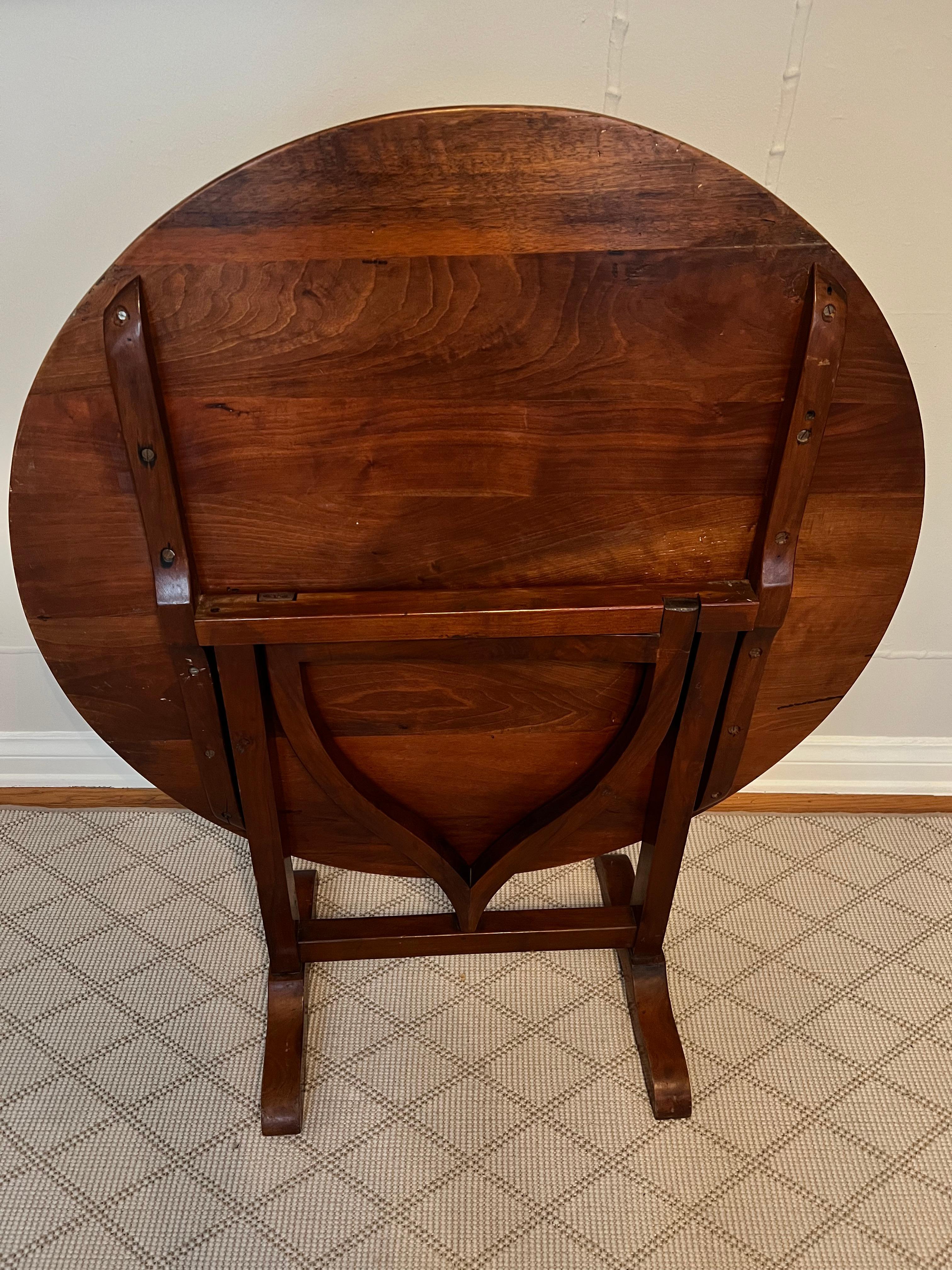 19th C. French Wine Tasting Cherry Wood Tilt Top Table  5