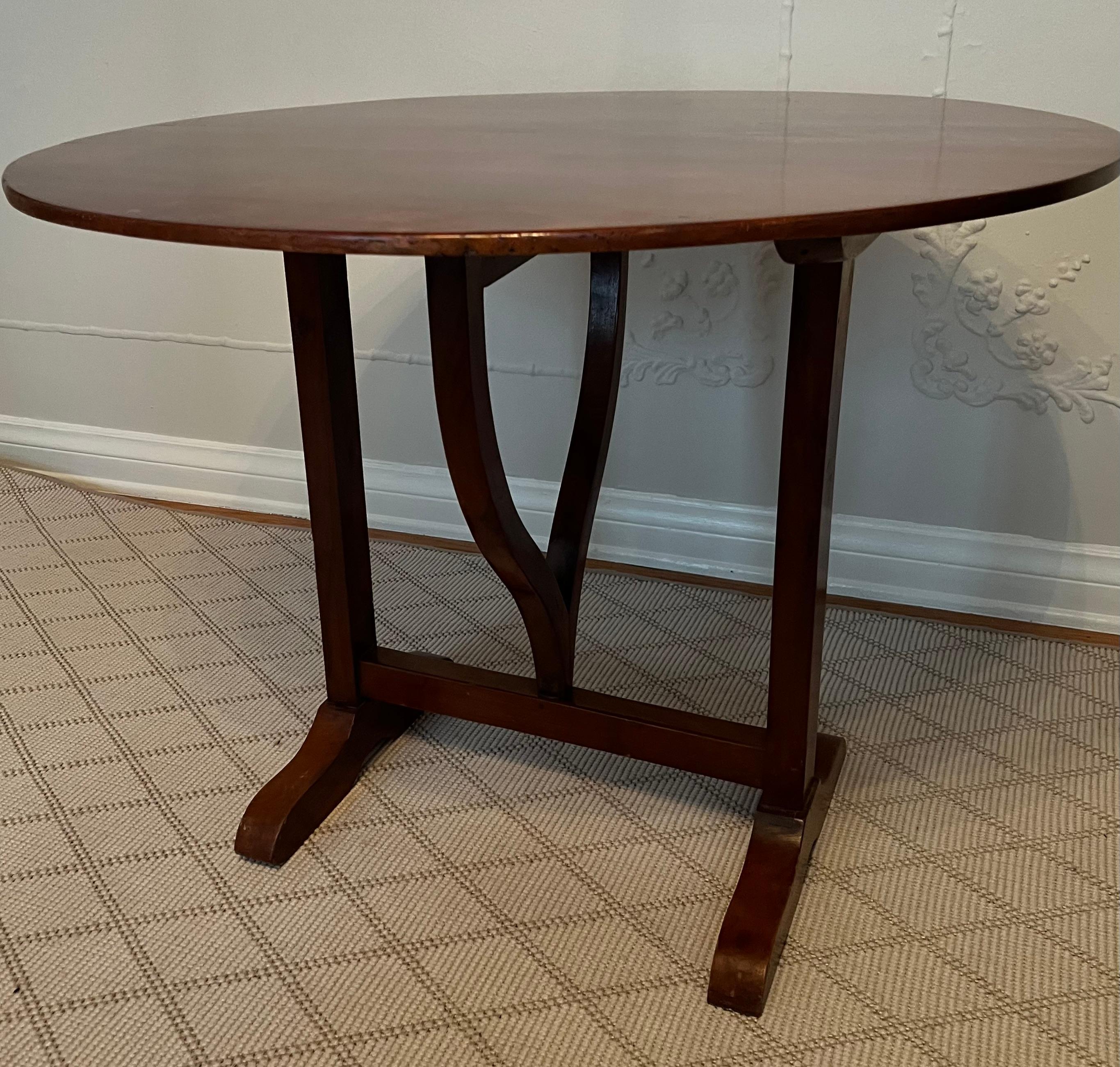 19th C. French Wine Tasting Cherry Wood Tilt Top Table  11