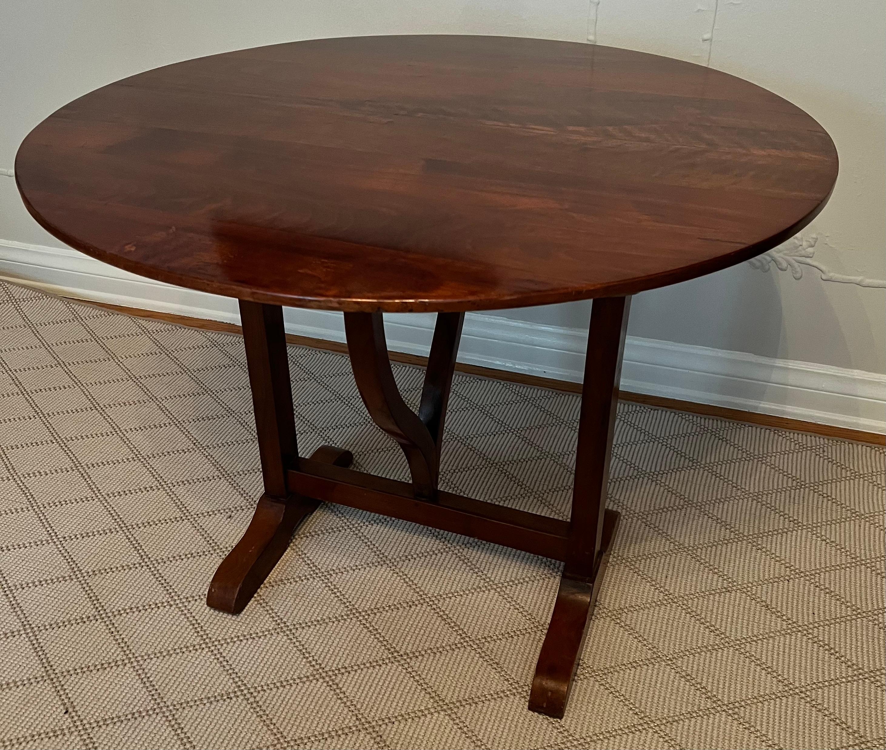 19th C. French Wine Tasting Cherry Wood Tilt Top Table  12