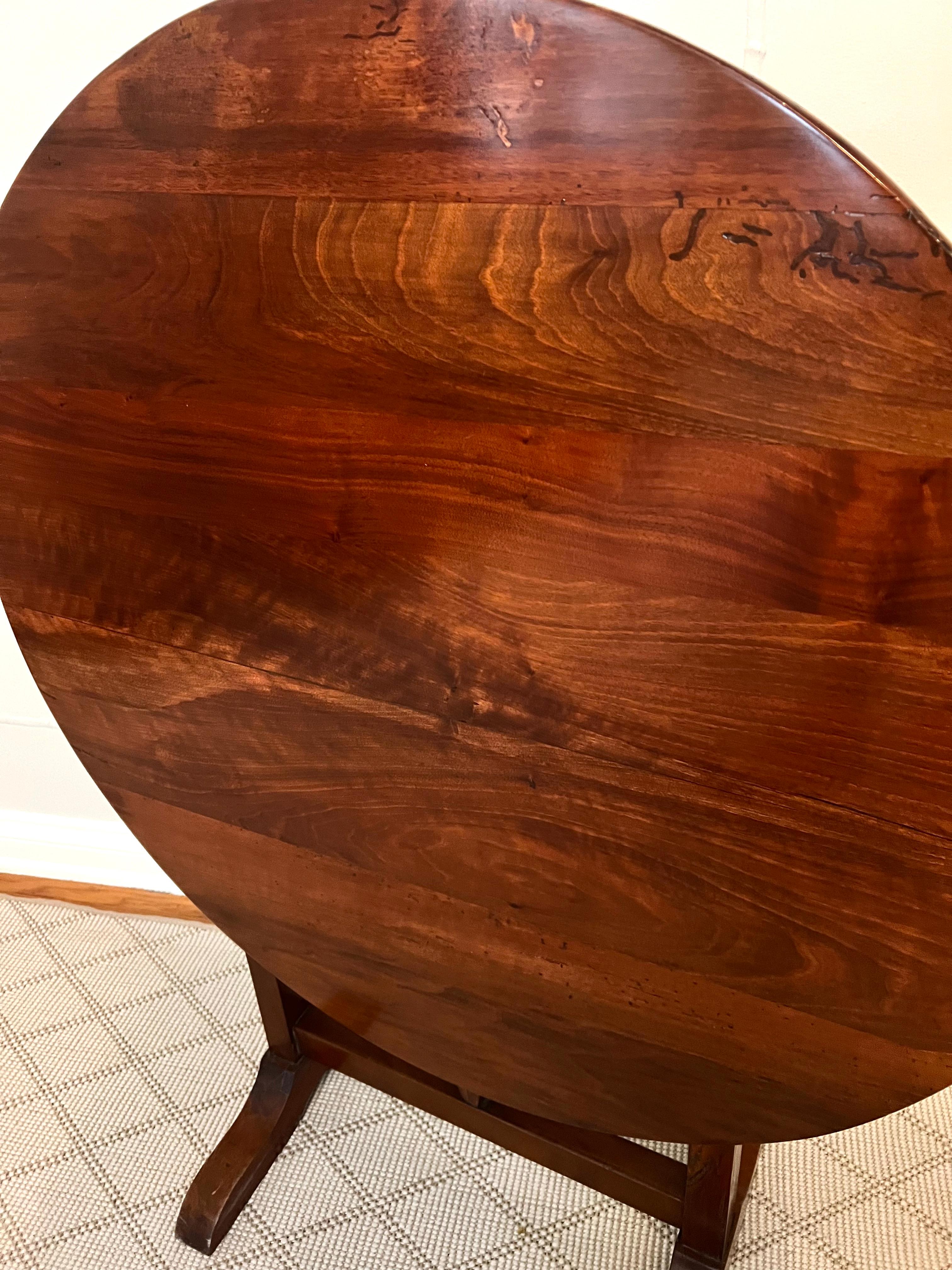 19th C. French Wine Tasting Cherry Wood Tilt Top Table  In Good Condition In Los Angeles, CA