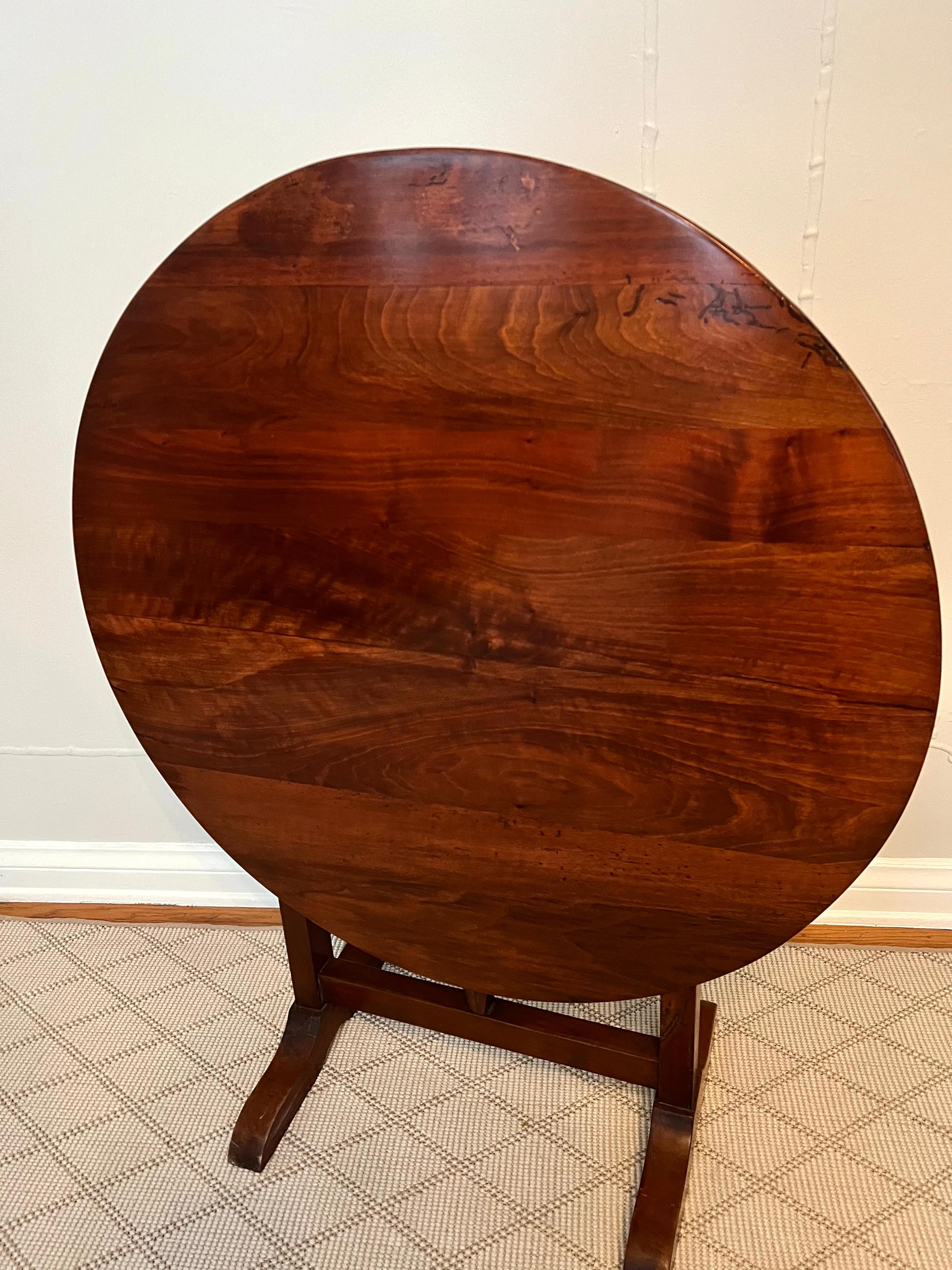 19th Century 19th C. French Wine Tasting Cherry Wood Tilt Top Table 