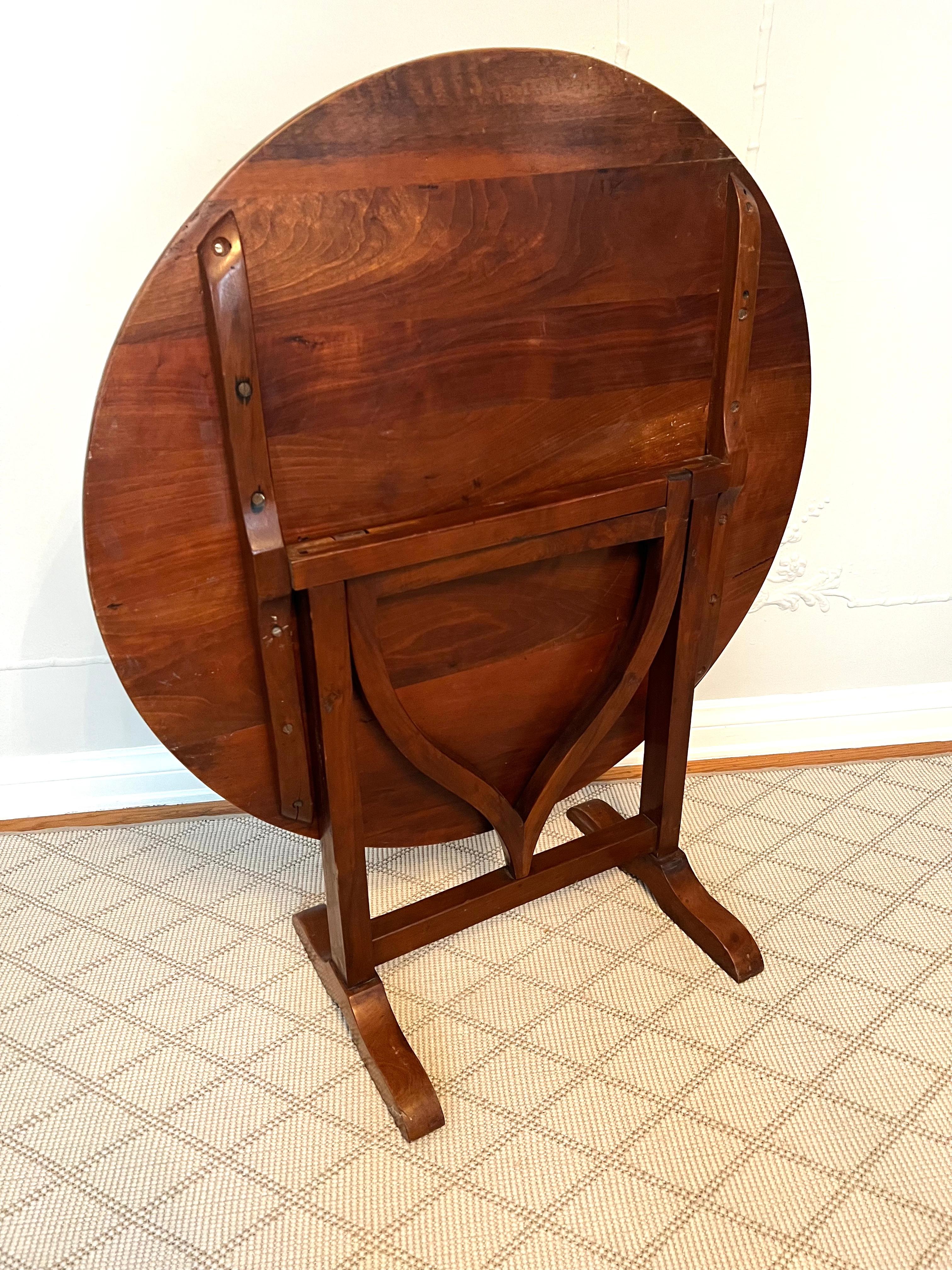 19th C. French Wine Tasting Cherry Wood Tilt Top Table  1