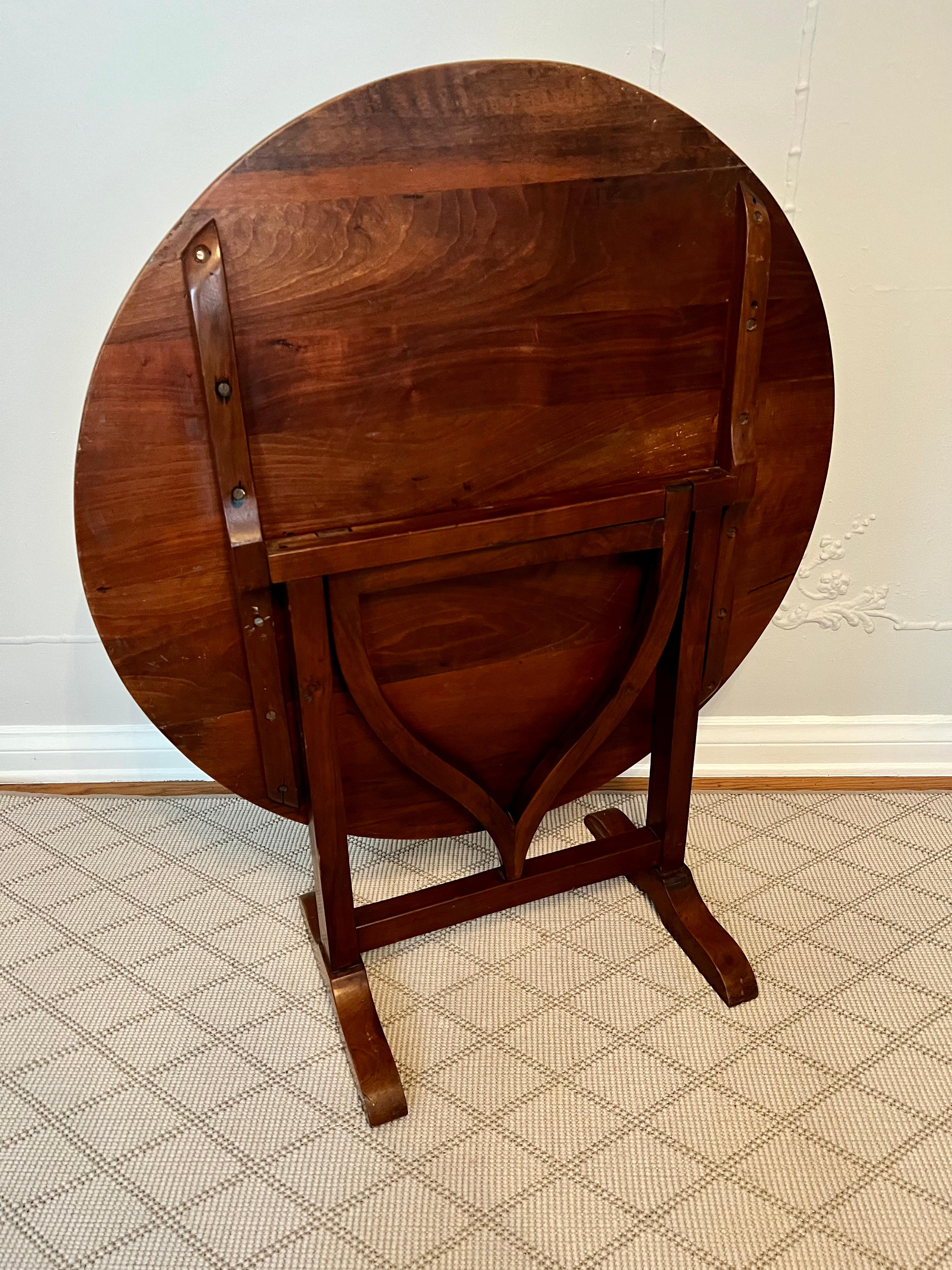 19th C. French Wine Tasting Cherry Wood Tilt Top Table  2