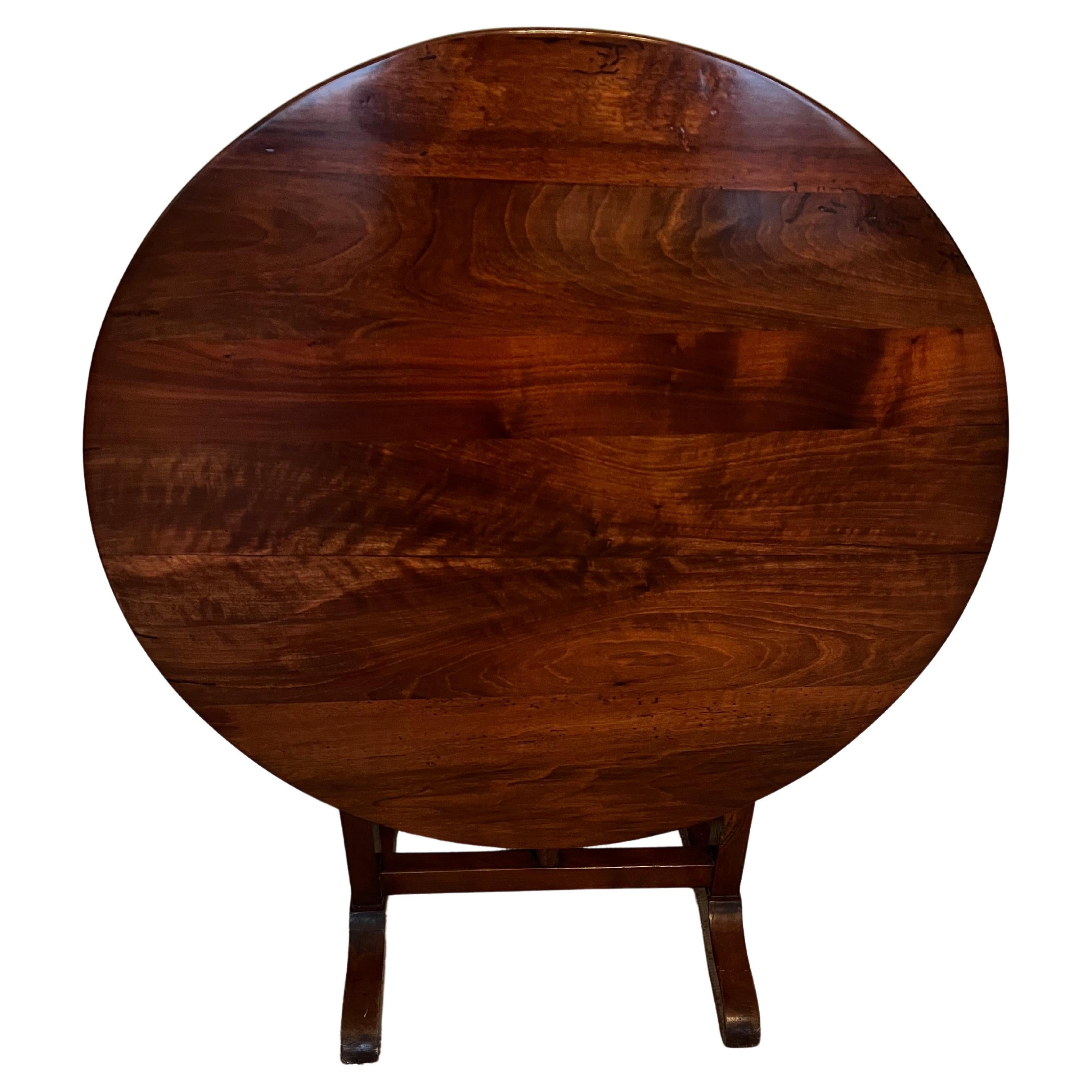 19th C. French Wine Tasting Cherry Wood Tilt Top Table 