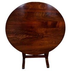 19th C. French Wine Tasting Cherry Wood Tilt Top Table 