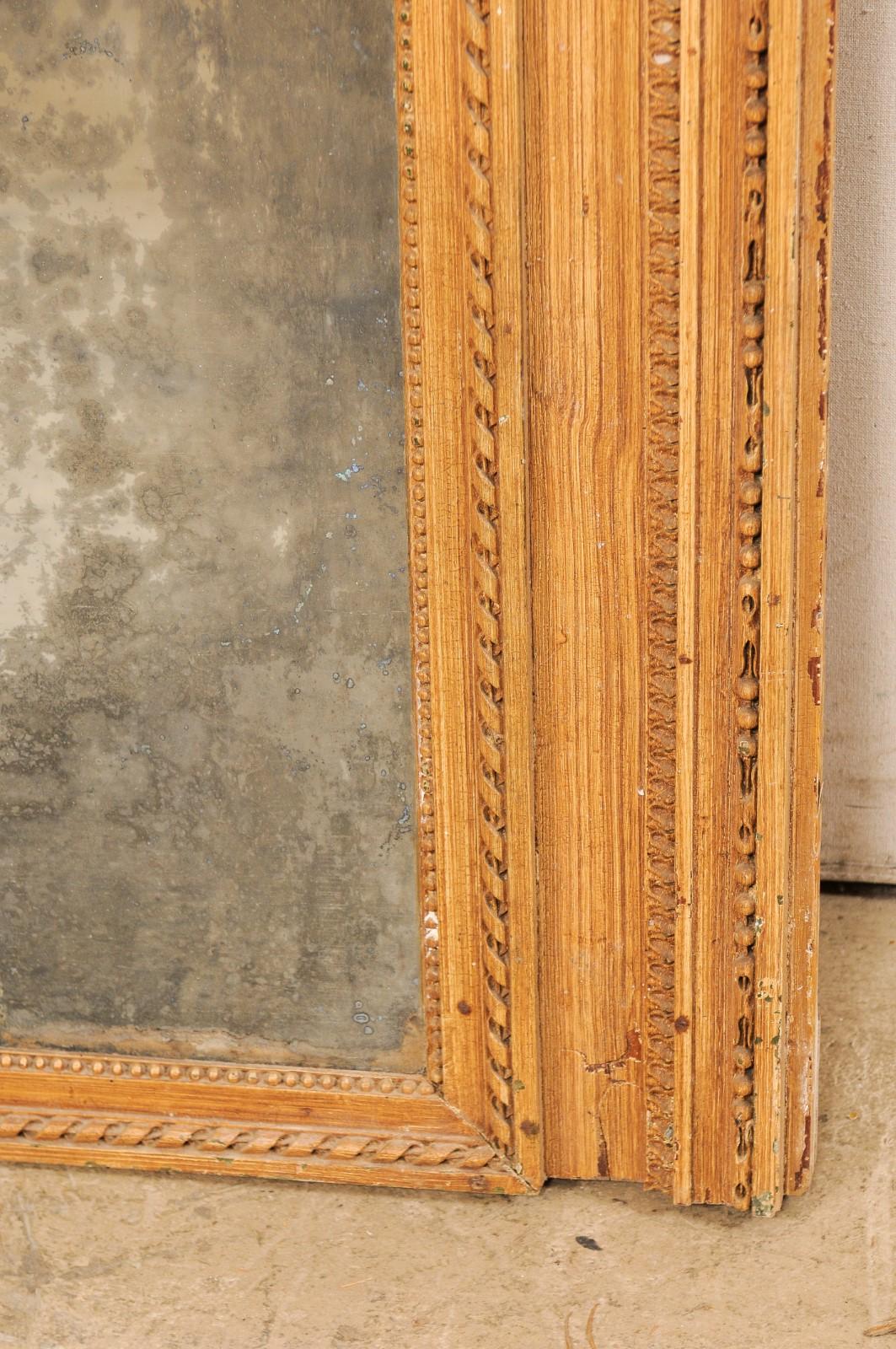 Französischer Trumeau-Spiegel aus Holz mit Originalglas aus dem 19. Jahrhundert, 7 Fuß hoch im Zustand „Gut“ im Angebot in Atlanta, GA