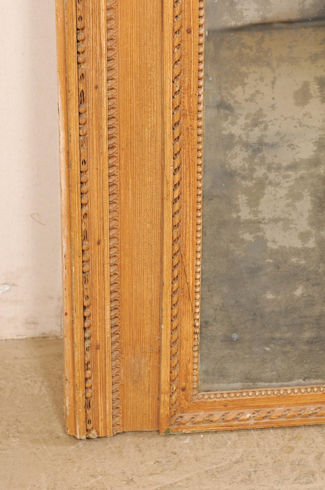 Französischer Trumeau-Spiegel aus Holz mit Originalglas aus dem 19. Jahrhundert, 7 Fuß hoch im Angebot 1