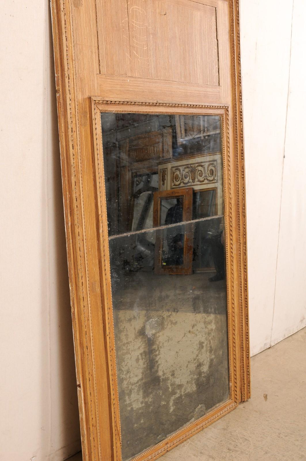 19th Century French Wooden Trumeau Mirror w/its Original Glass For Sale 5