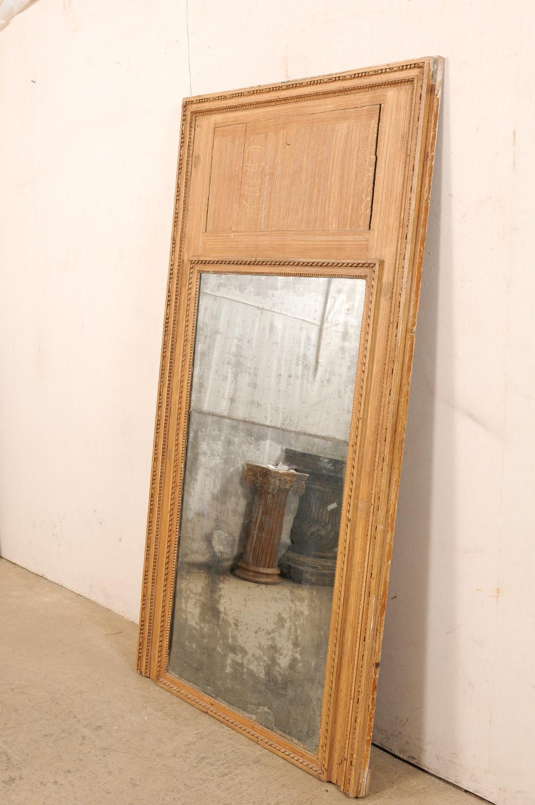 19th Century French Wooden Trumeau Mirror w/its Original Glass For Sale 6