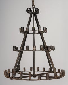 19th Century French Wrought Iron Candle Chandelier