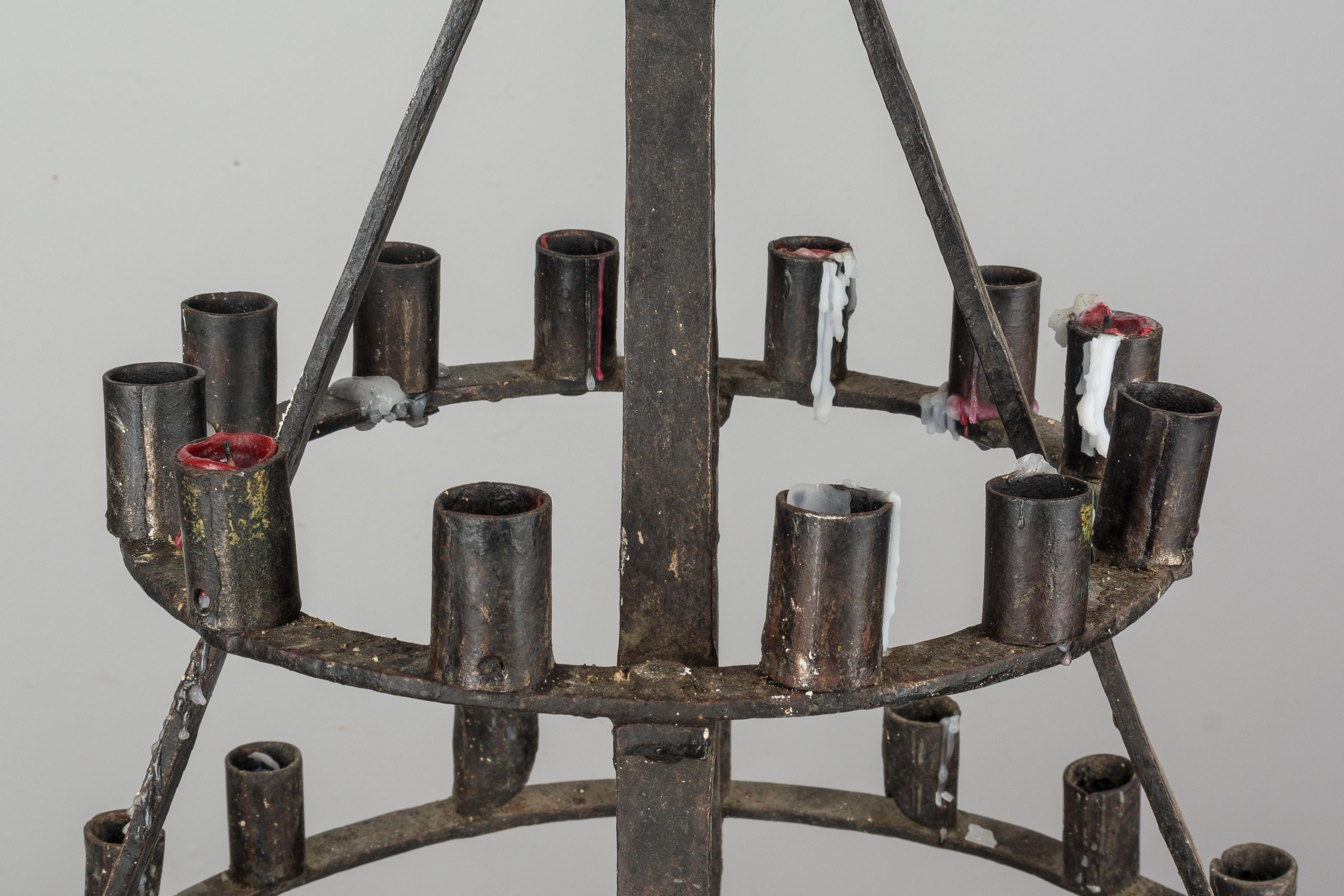 19th Century French Wrought Iron Candle Chandelier 3