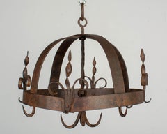 19th Century French Wrought Iron Hanging Pot Rack