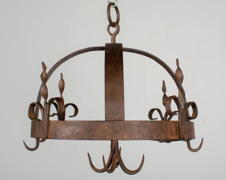 19th Century French Wrought Iron Hanging Pot Rack at 1stDibs