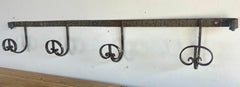 Antique Hand-Forged Iron Coat Rack with Scroll Hooks