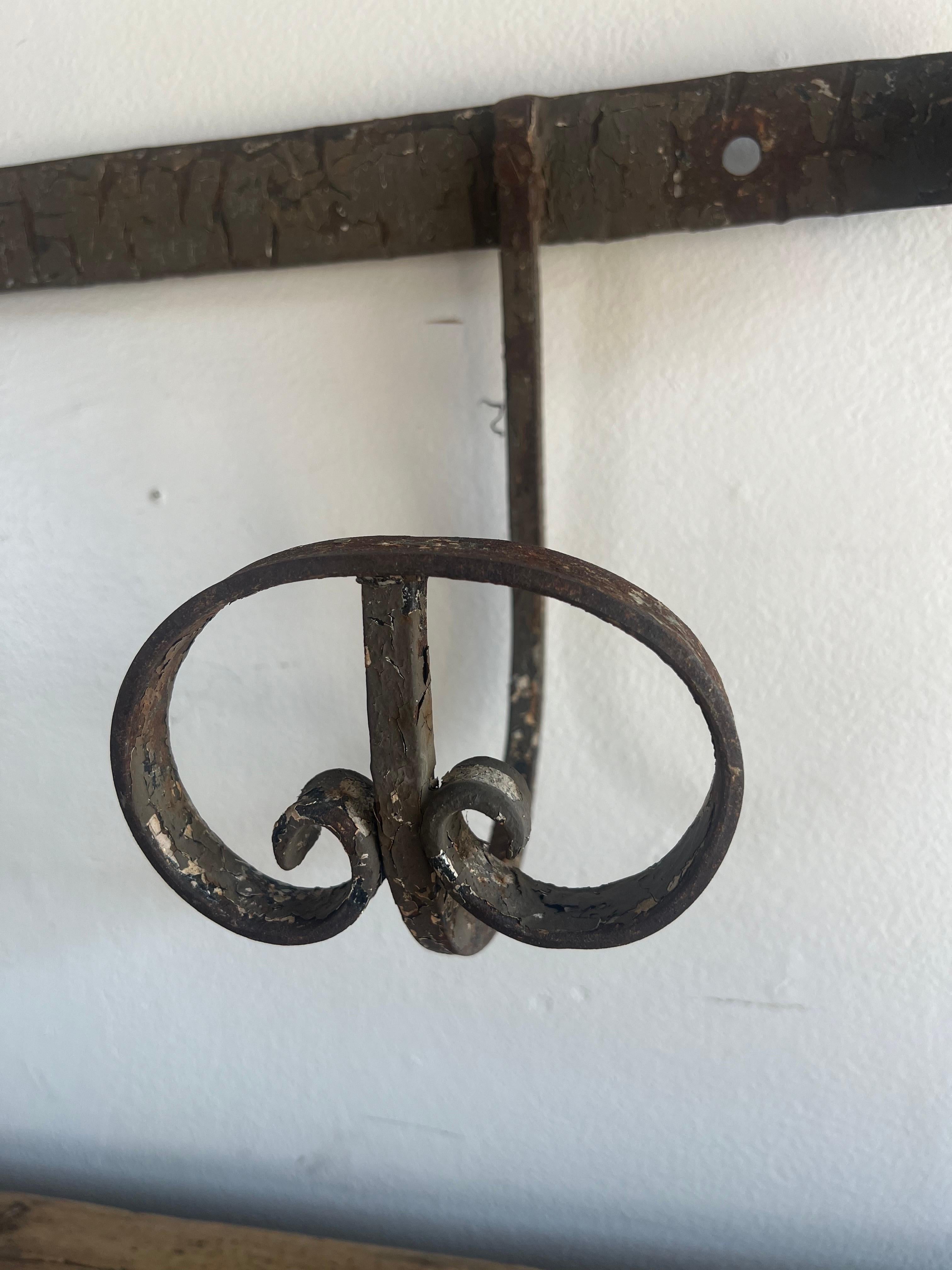 Country 19th C. French Wrought Iron Hat/Coat Rack For Sale