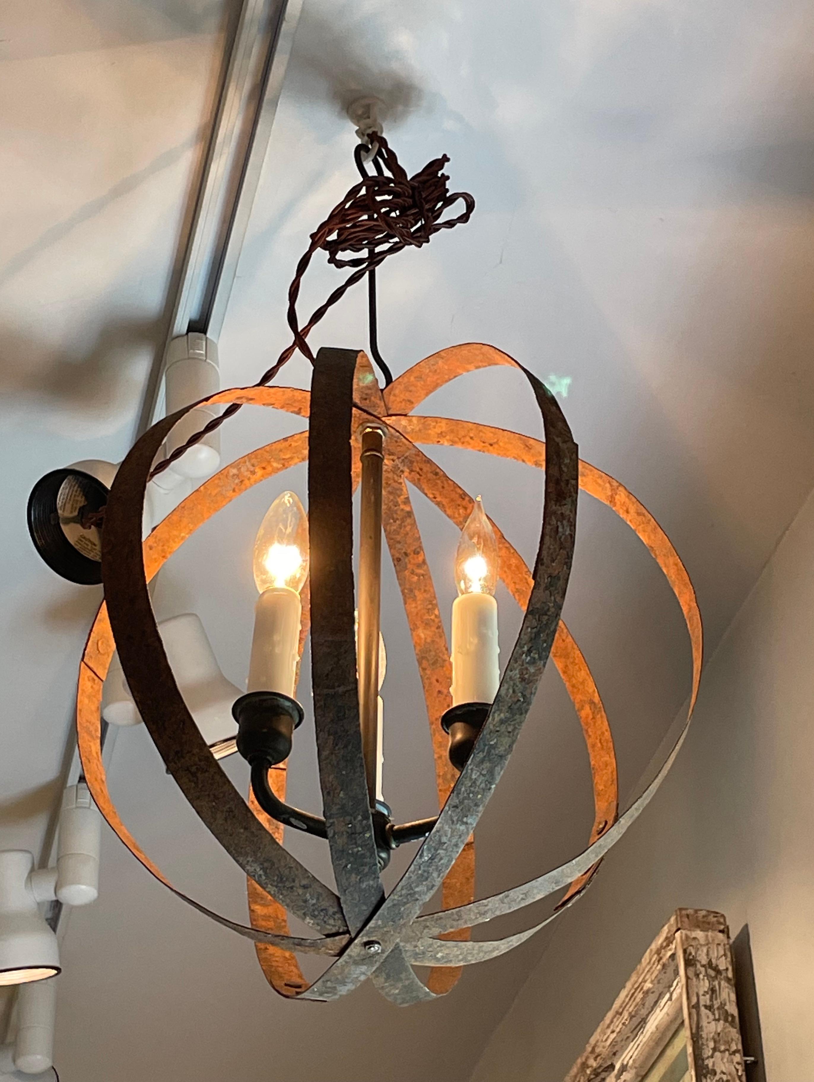 19th Century 19th C French Wrought Iron Spherical Chandelier #1