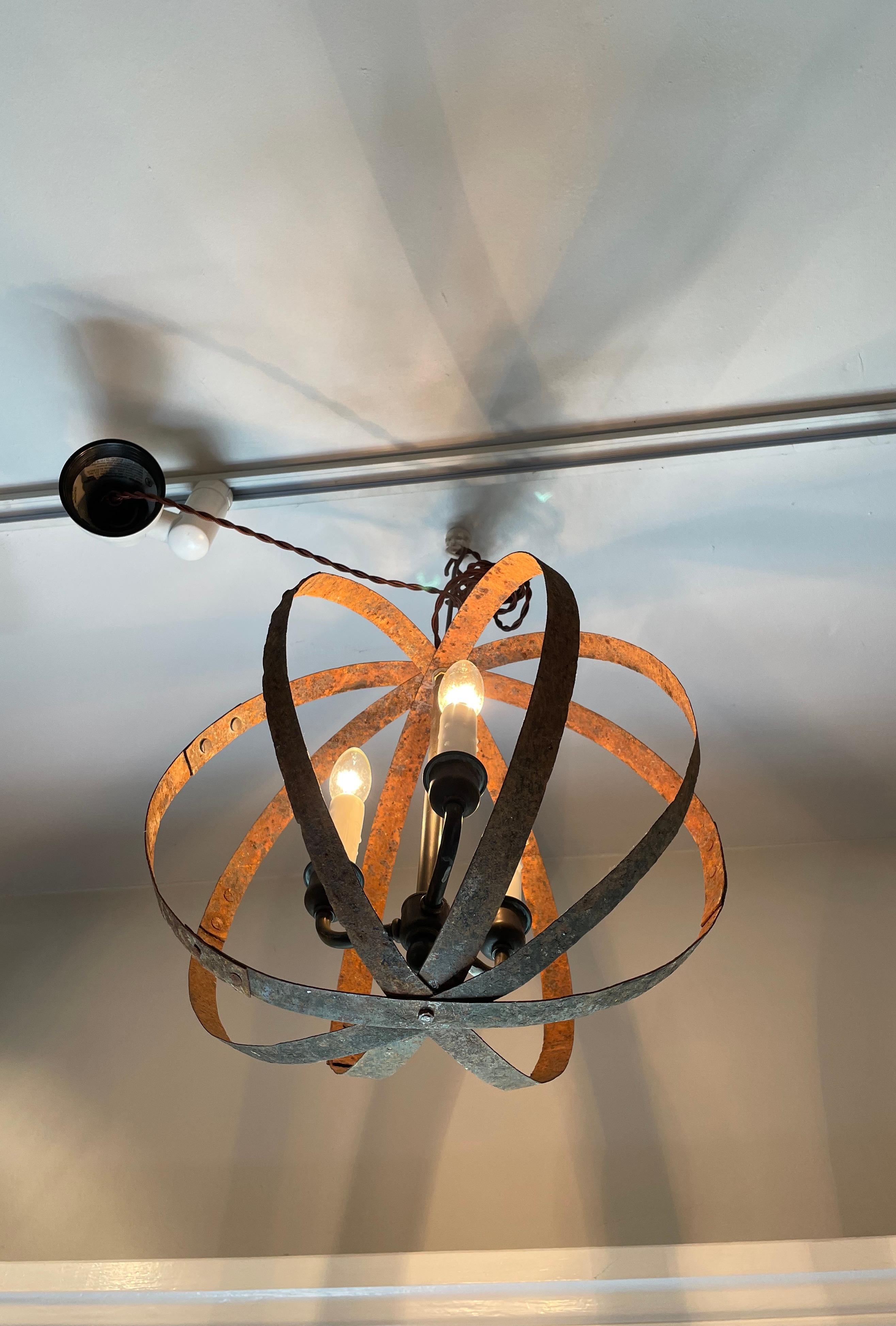 19th C French Wrought Iron Spherical Chandelier #1 2