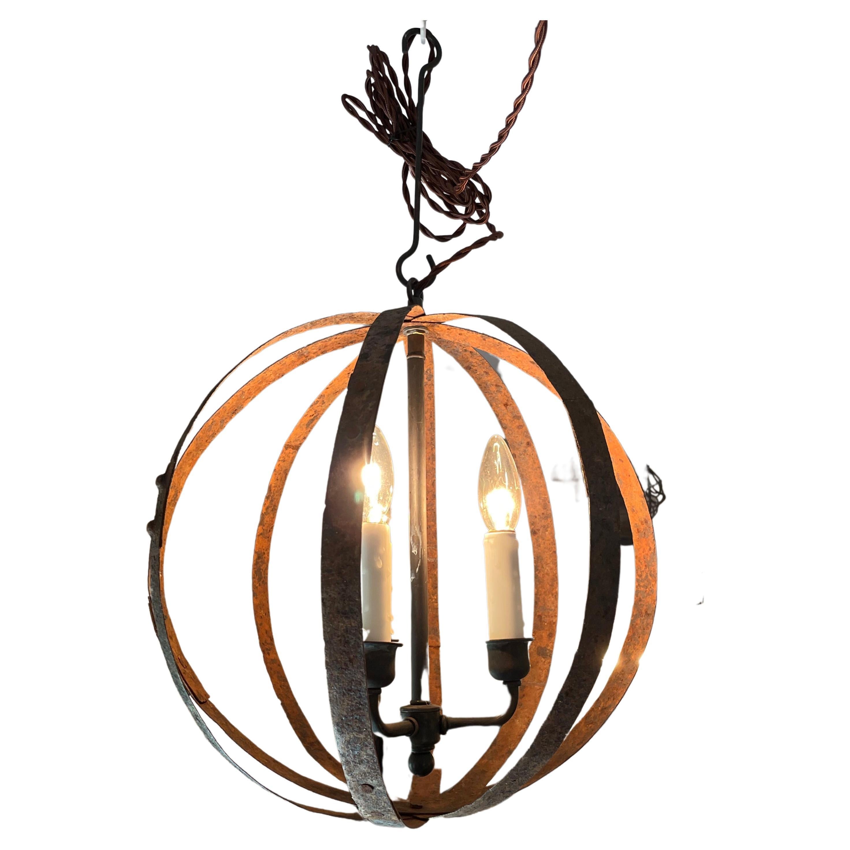 19th C French Wrought Iron Spherical Chandelier #1