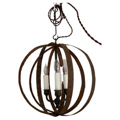 19th C French Wrought Iron Spherical Chandelier #2