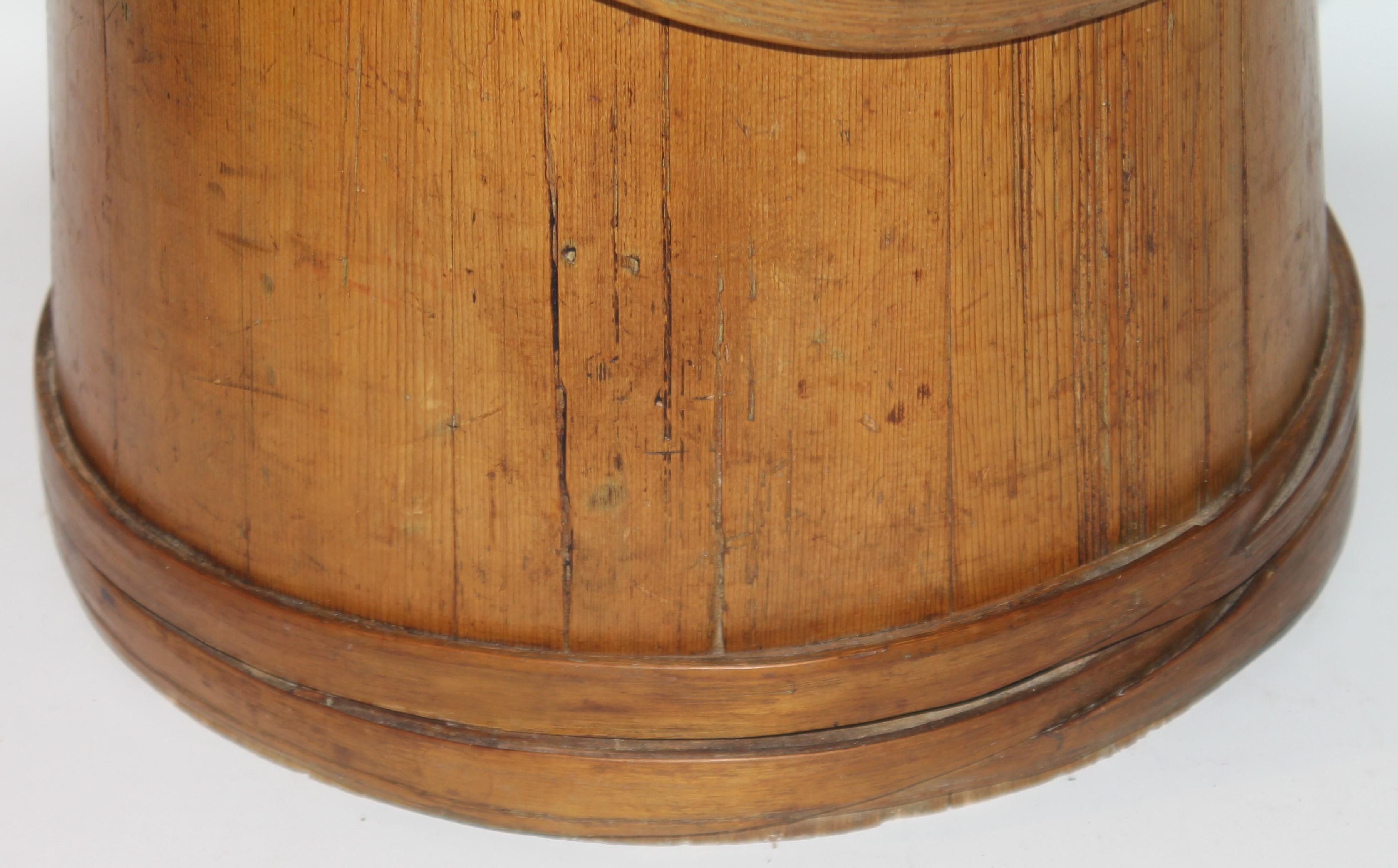 Adirondack 19th C Furkin Bucket with Lid from New England For Sale