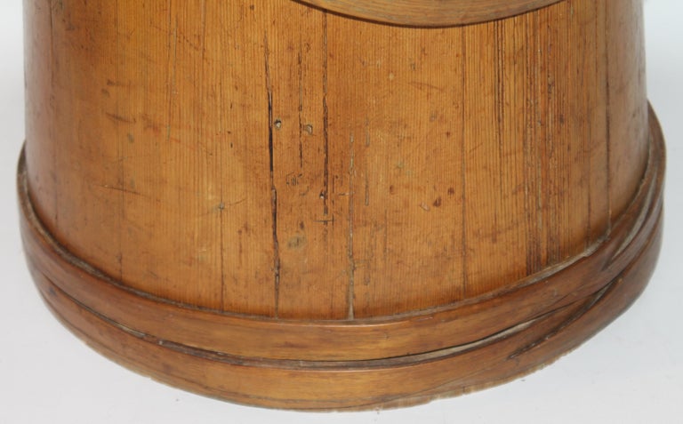 Hand-Crafted 19th C Furkin Bucket with Lid from New England For Sale