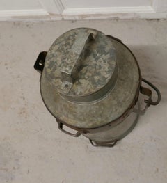 19th Century Galvanised Metal Milk Churn with Iron Strapping