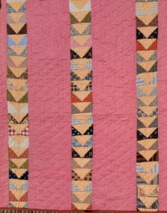 19th C Geese Chase in Bars Quilt. Dated 1877