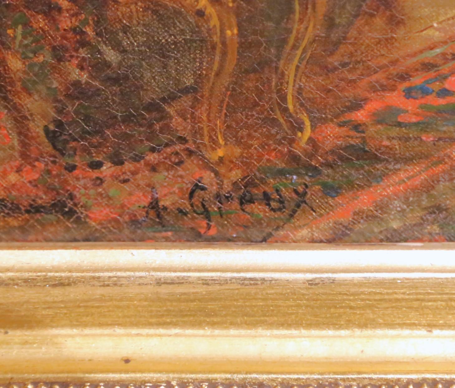 Pittura su tela di genere del XIX secolo con cornice in legno dorato firmata Amédée Greux in vendita 2