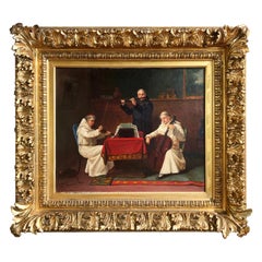 19th C. Genre Scene Oil on Canvas Painting “A Heavenly Recital” by J. Bernstein