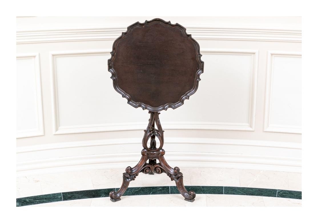 Hand-Carved 19th C. George III Style Mahogany Pie Crust Tilt Top Table for Restoration For Sale