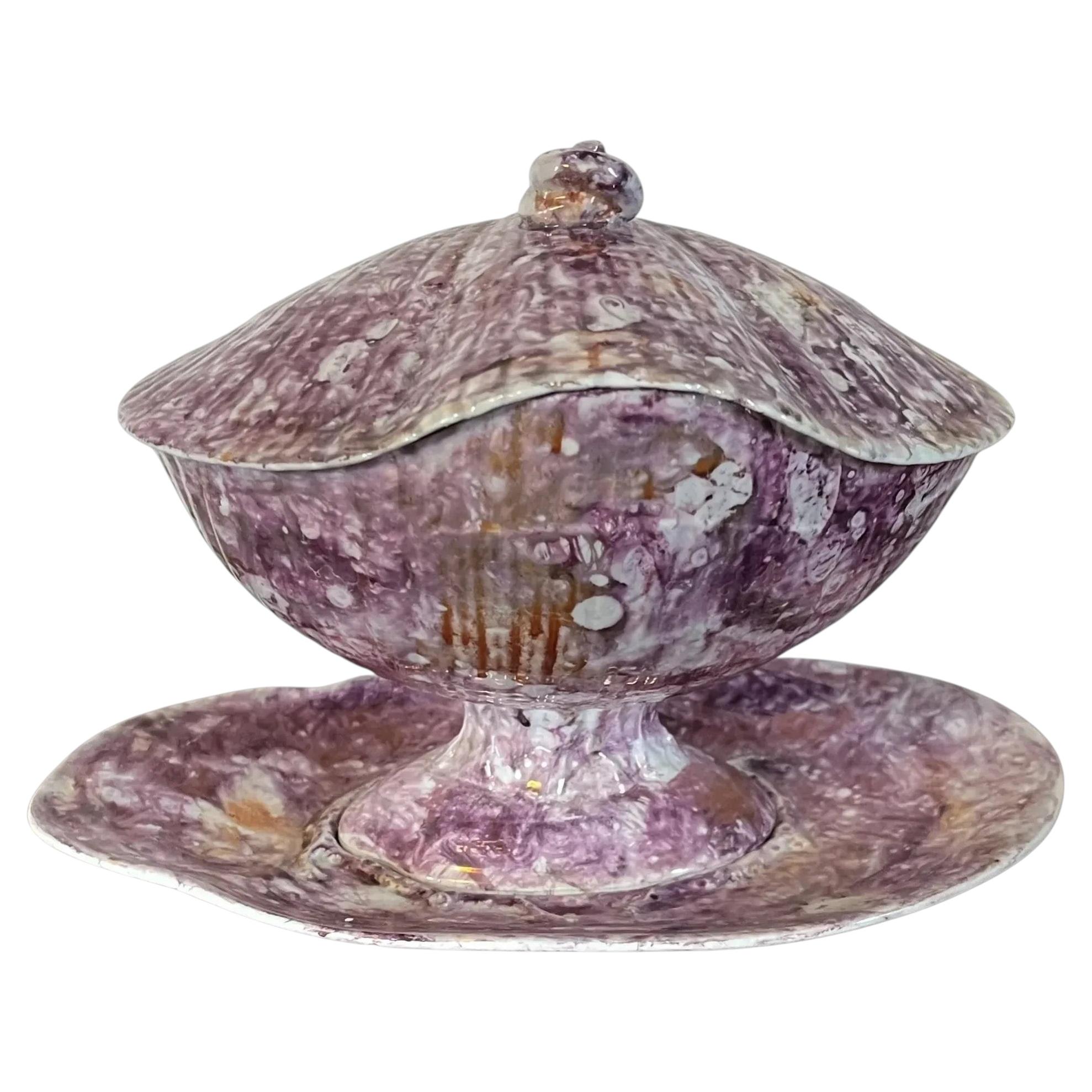 19. Jahrhundert. George III Wedgwood Rosa Mondschein Glanz Sea Shell Sauce Terrine 1810 im Angebot