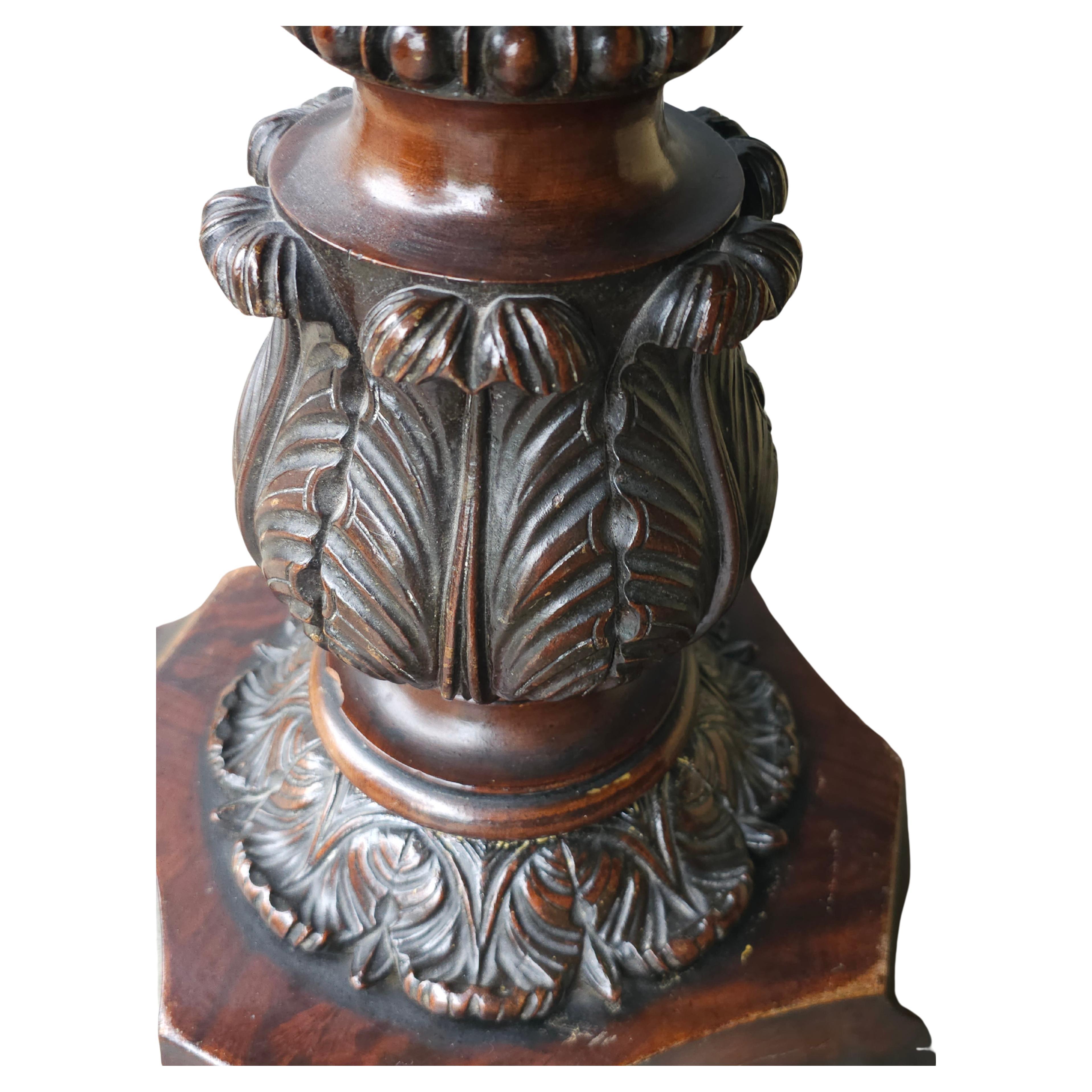 19th C. George IV Partial Ebonized Bookmatched And Carved Mahogany Sewing Stand For Sale 5