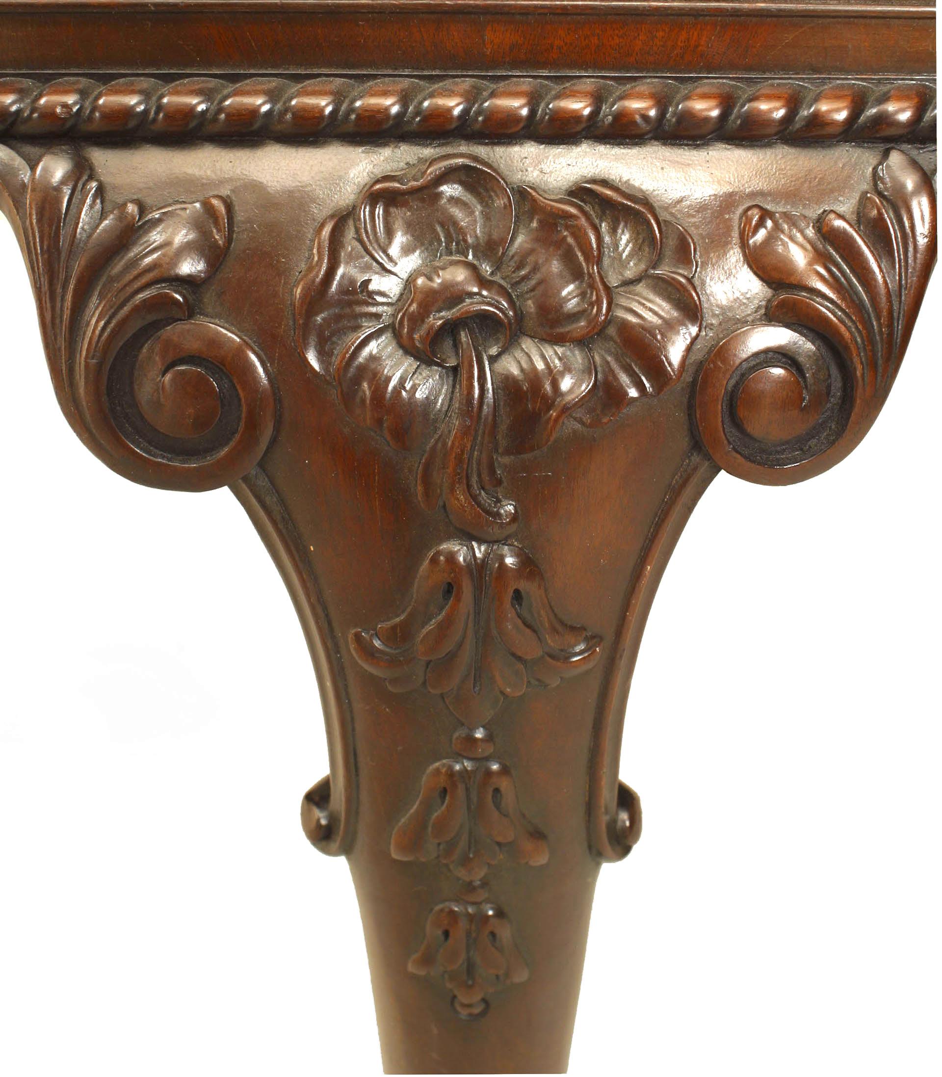 English Chippendale Mahogany Marble Center Table For Sale 1