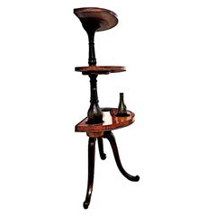 19th-C. Georgian Three-tier Demilune Mahogany Wine Butler or Plant Stand