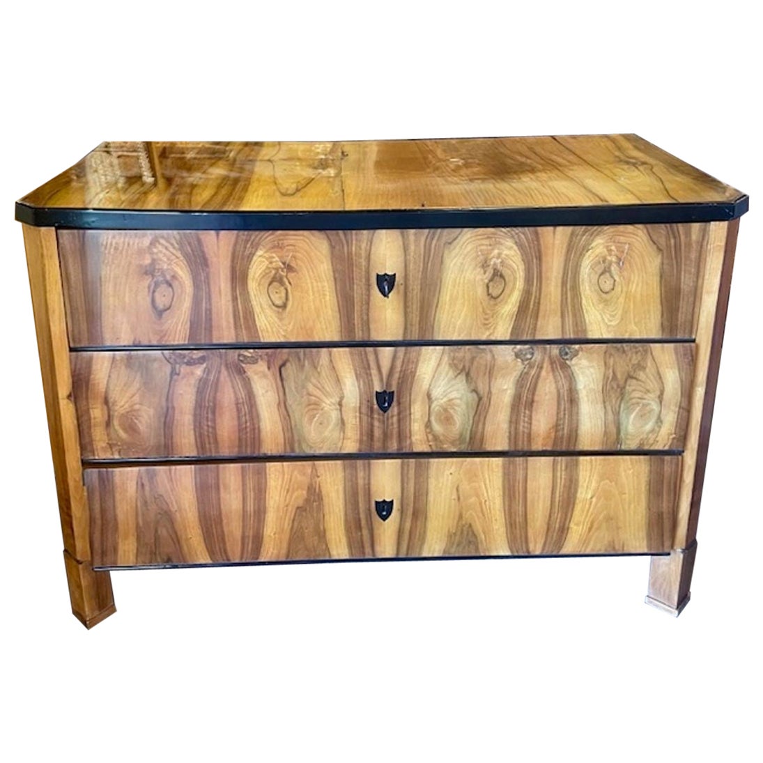 19th c. German Biedermeier Black Walnut Commode