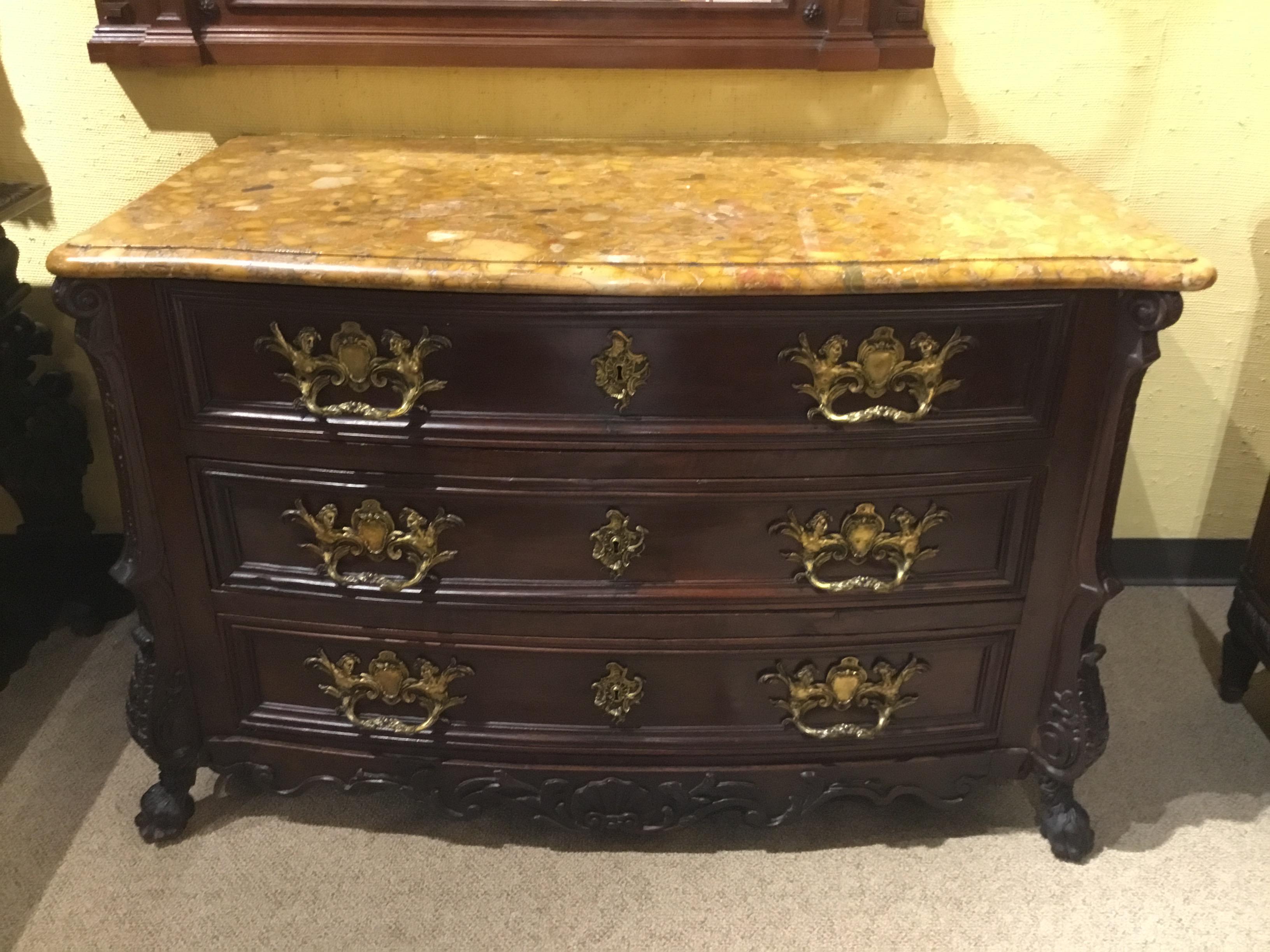 19th Century German Chest/Commode in Rosewood with Exotic Marble Top 6