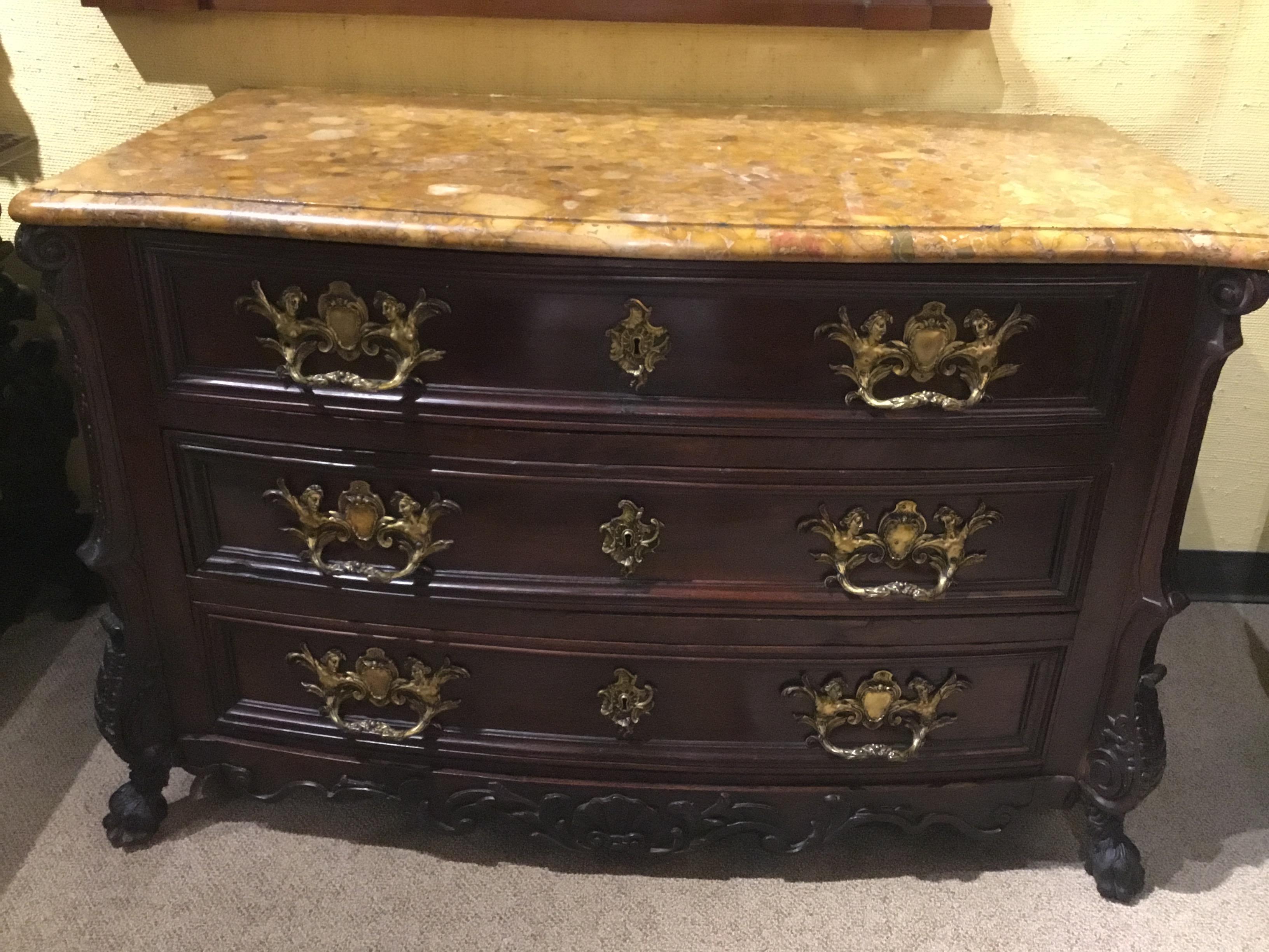 19th Century German Chest/Commode in Rosewood with Exotic Marble Top 7