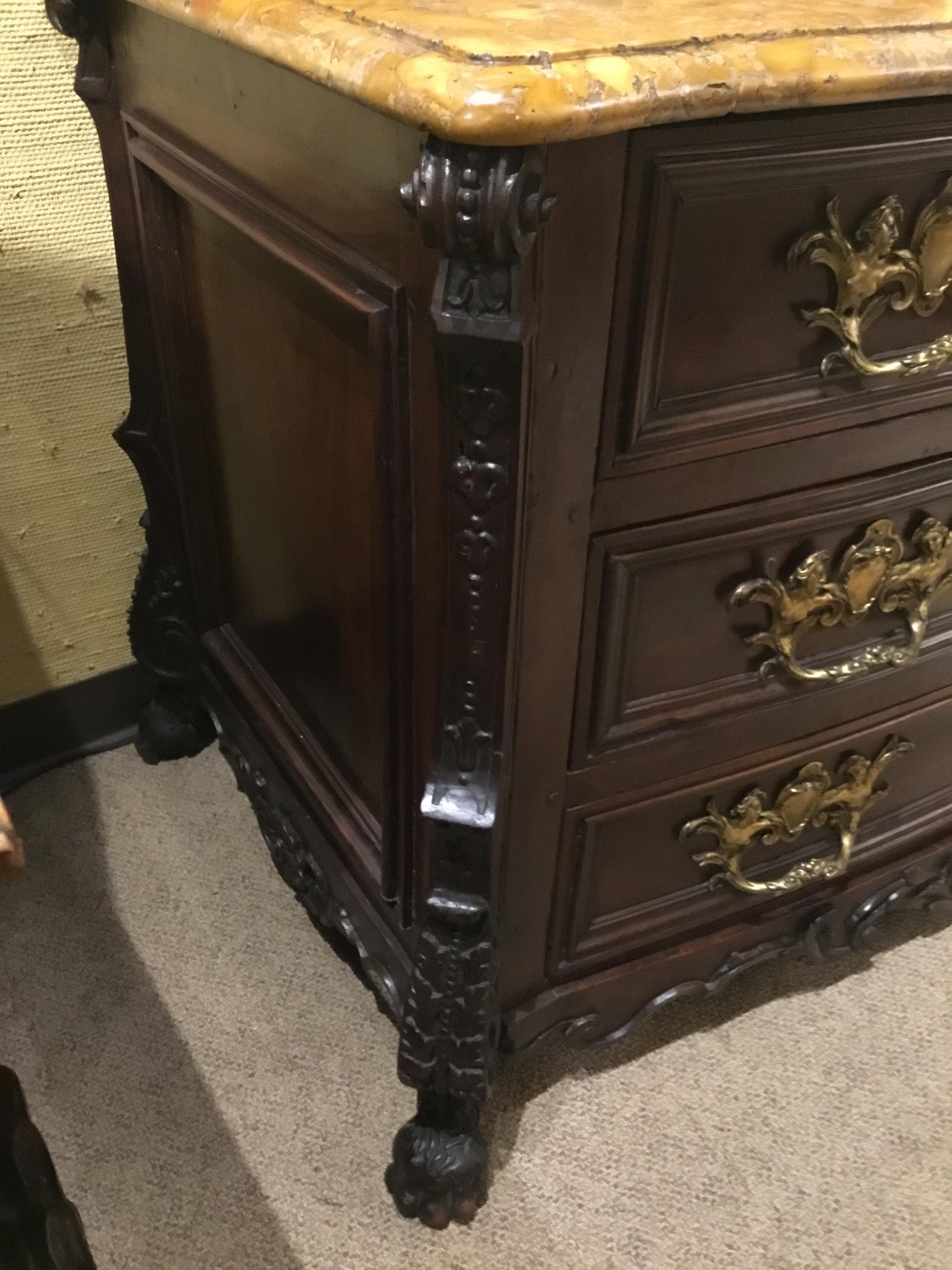 19th Century German Chest/Commode in Rosewood with Exotic Marble Top In Good Condition In Houston, TX
