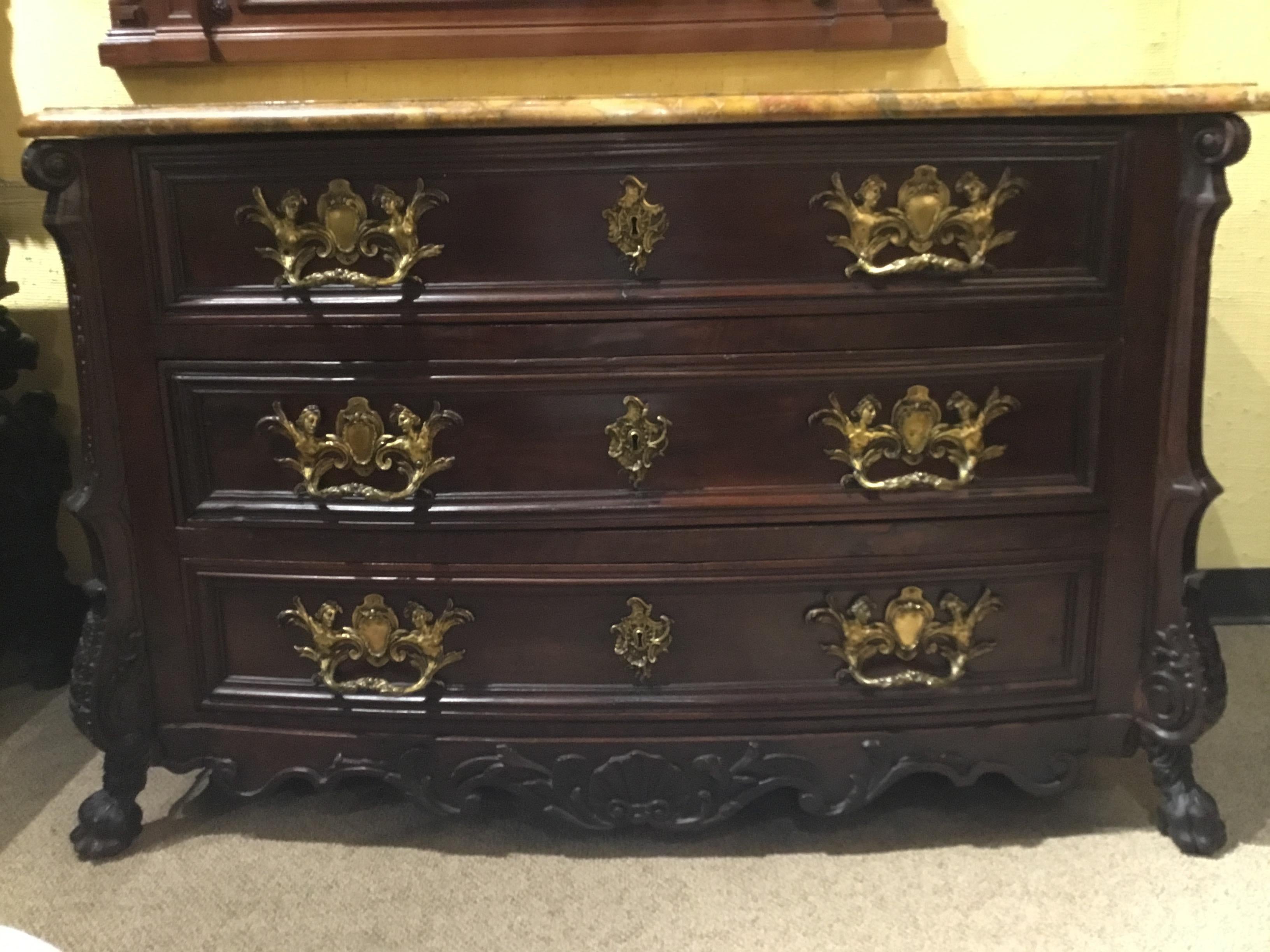 19th Century German Chest/Commode in Rosewood with Exotic Marble Top 1
