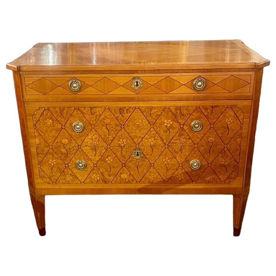 19th c. German Neoclassical Walnut Commode For Sale