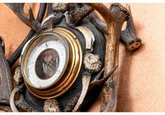 19th C. German Stag Horn Thermometer and Barometer